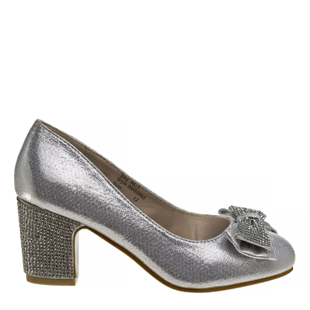 BADGLEY MISCHKA  GIRLS LITTLE-BIG KID SPARKLE STUDDED BOW DRESS PUMP