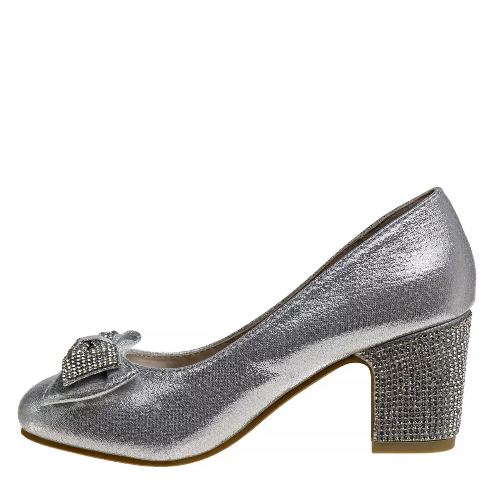 BADGLEY MISCHKA  GIRLS LITTLE-BIG KID SPARKLE STUDDED BOW DRESS PUMP