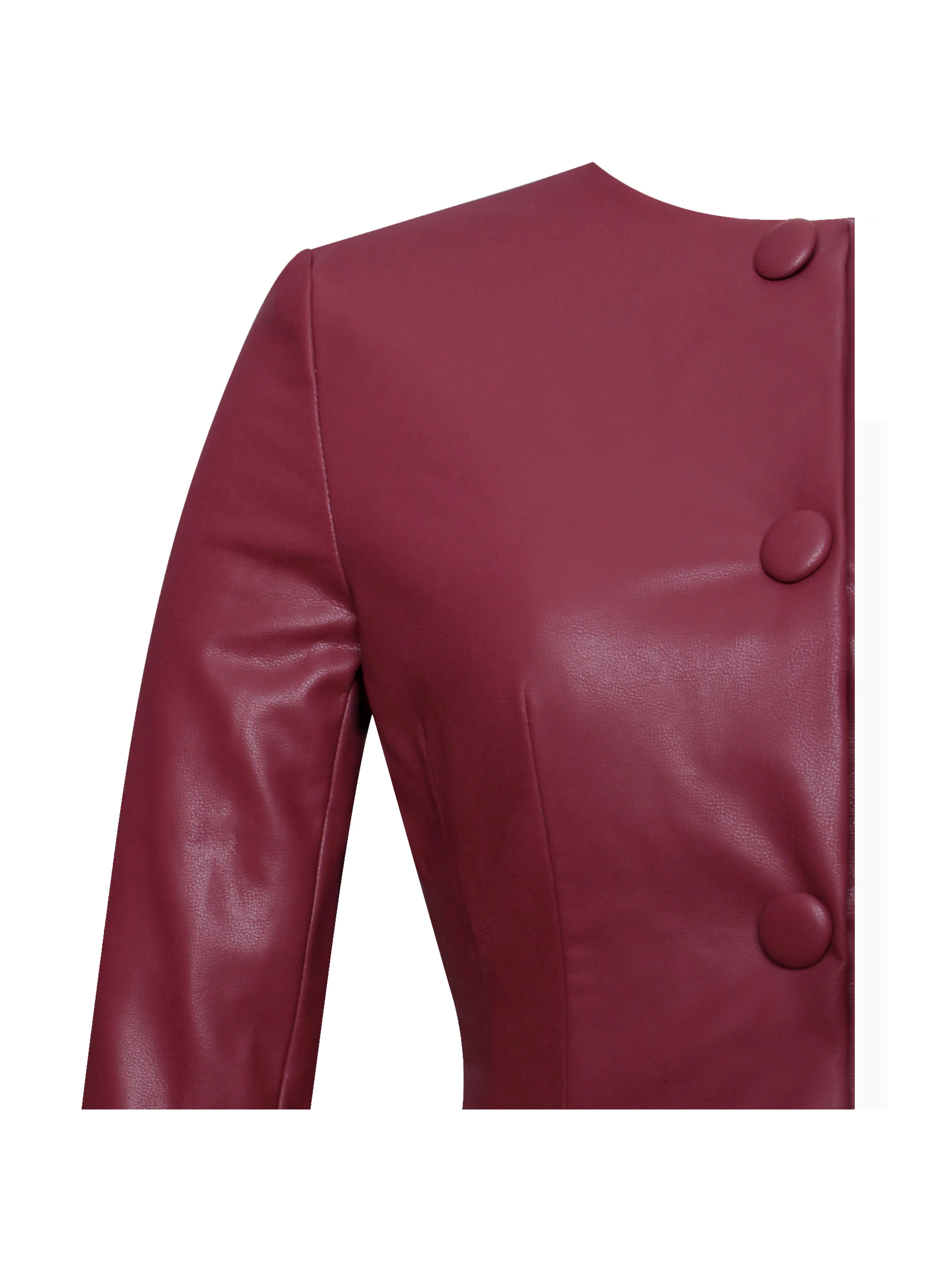 Baila Burgundy Vegan Leather Blazer Mini Dress