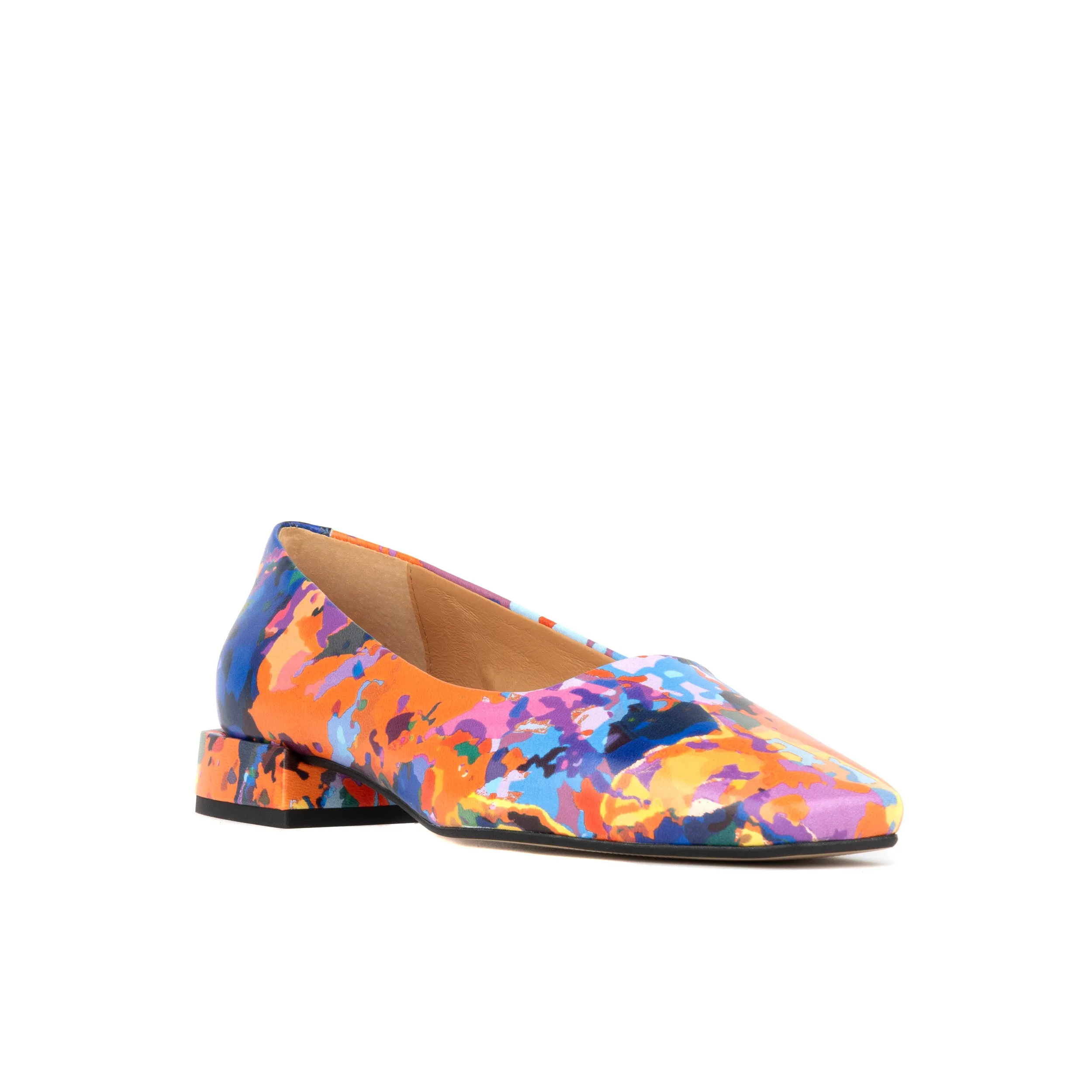 BALLERINA SUMMER COLOURS - Women's low heel round toe leather pump in bright print