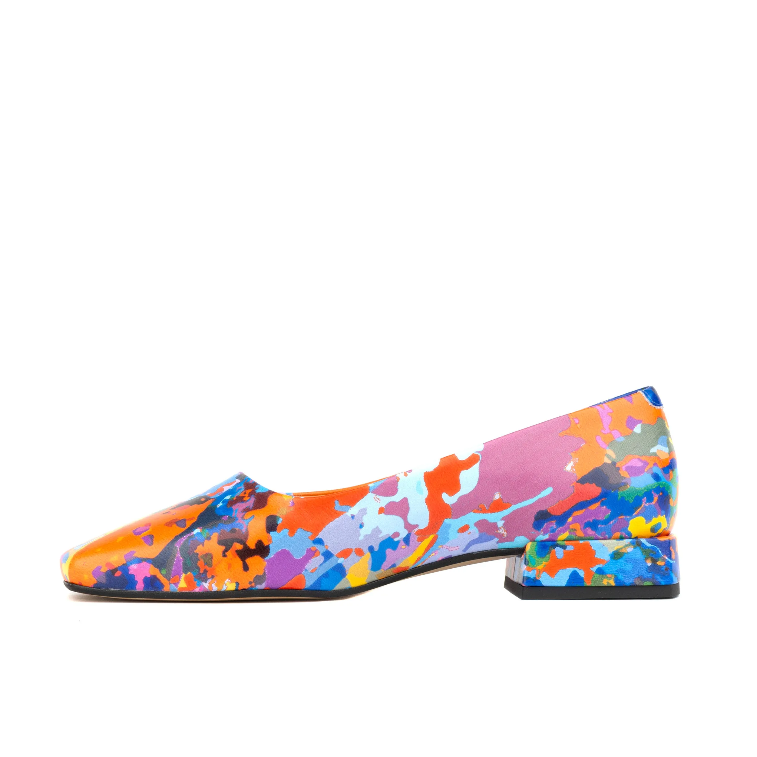 BALLERINA SUMMER COLOURS - Women's low heel round toe leather pump in bright print