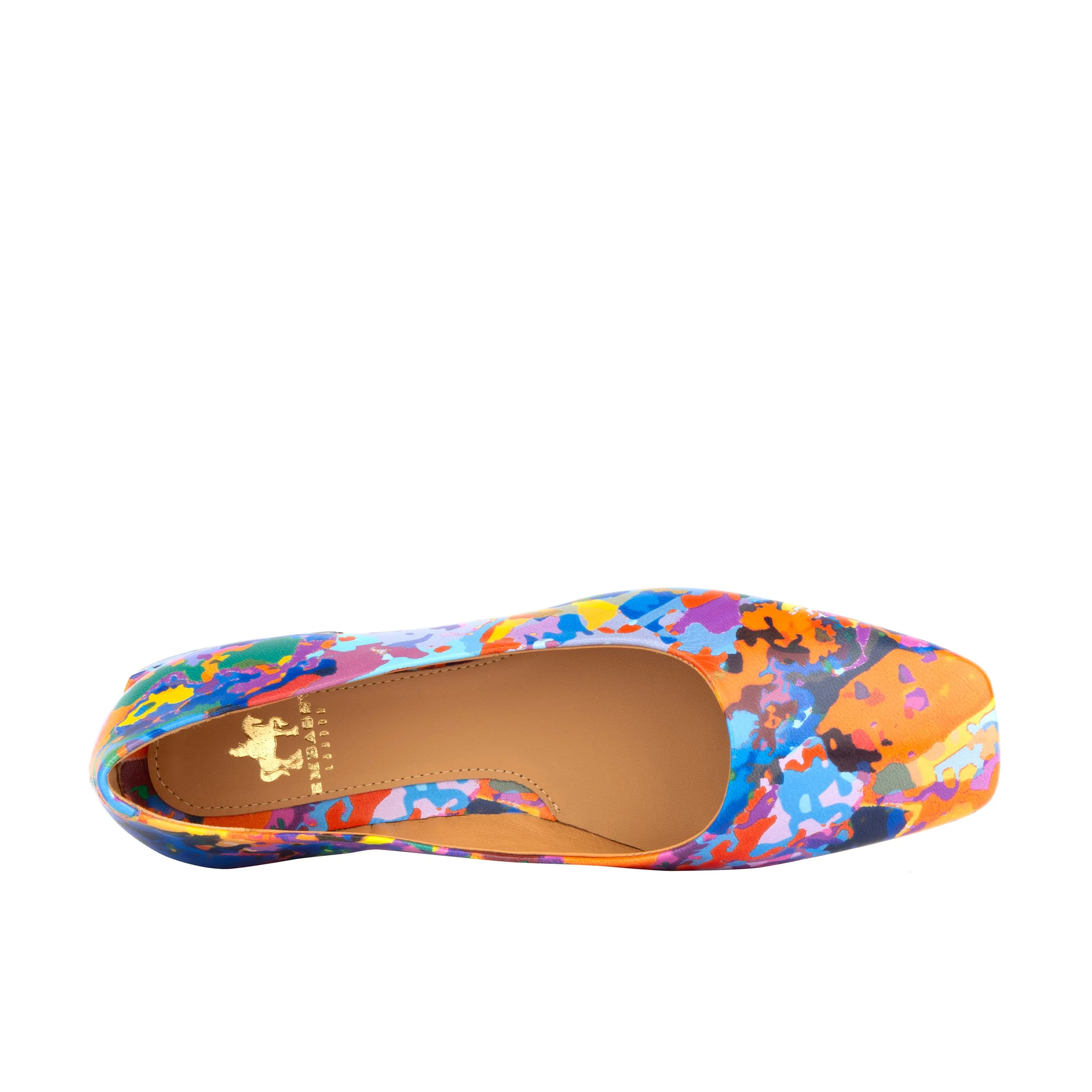 BALLERINA SUMMER COLOURS - Women's low heel round toe leather pump in bright print