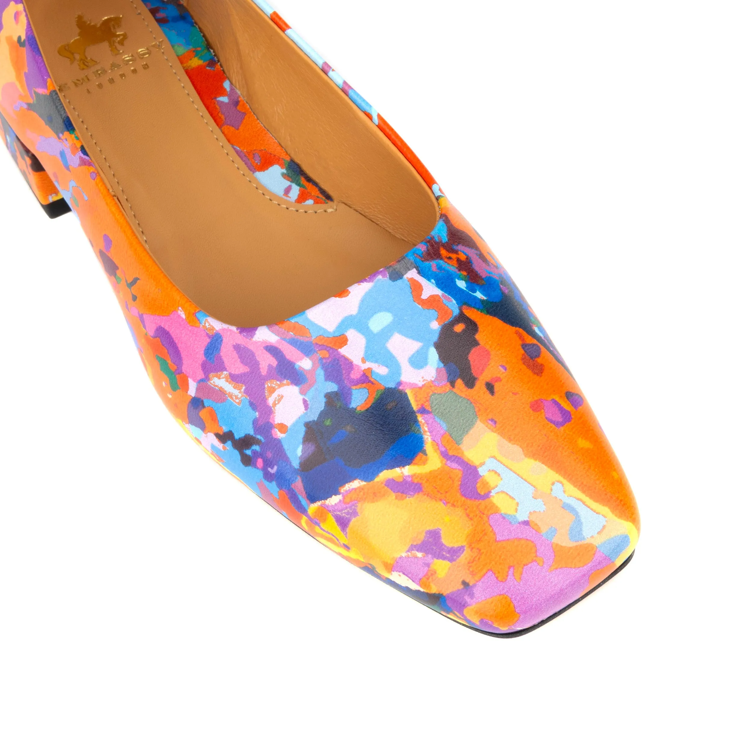 BALLERINA SUMMER COLOURS - Women's low heel round toe leather pump in bright print