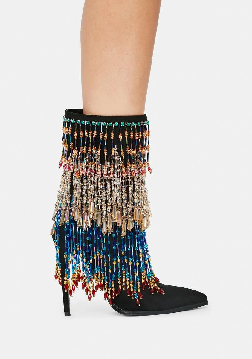 Beaded Fringe Boots