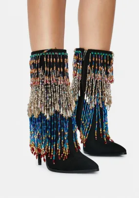 Beaded Fringe Boots