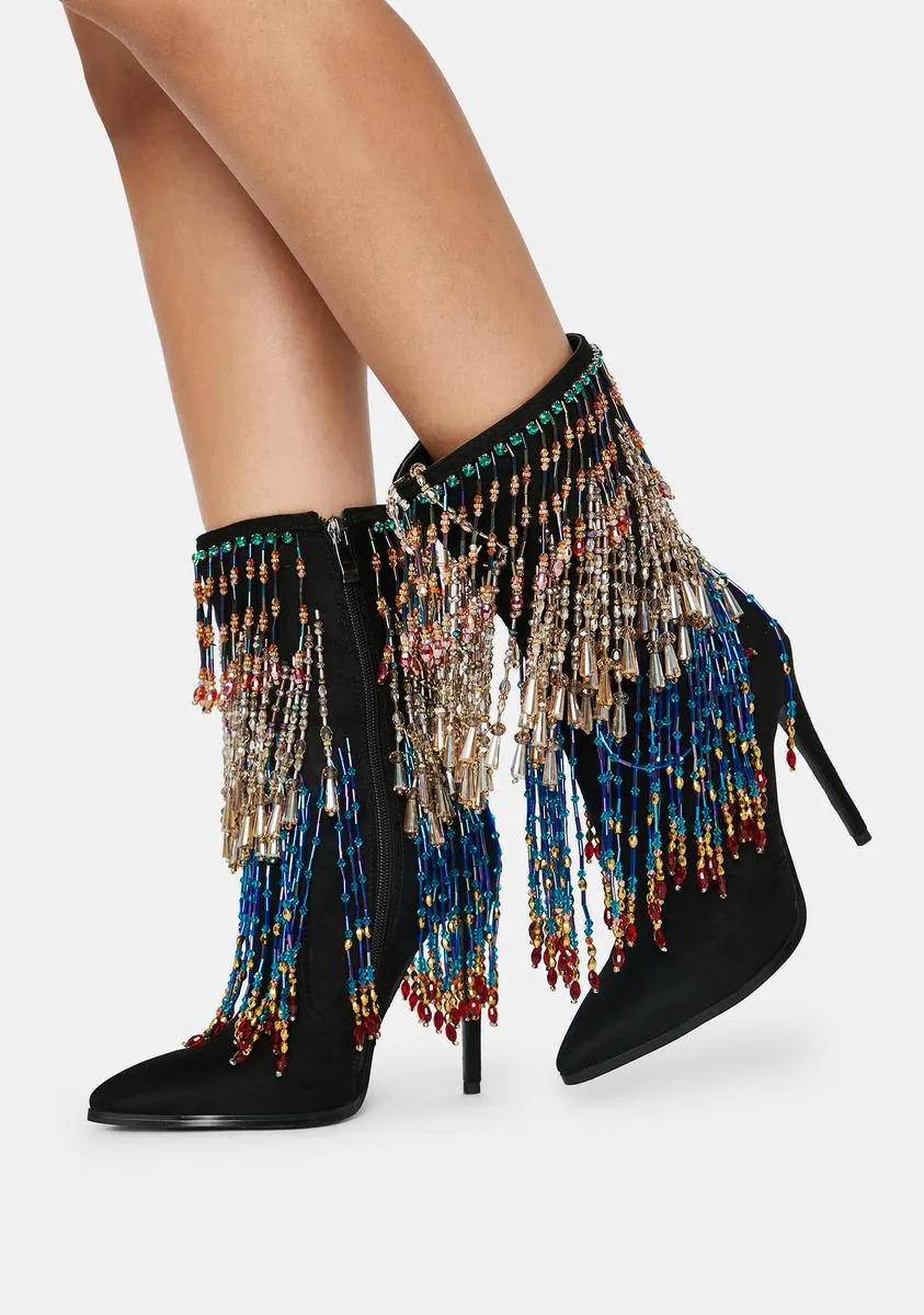 Beaded Fringe Boots