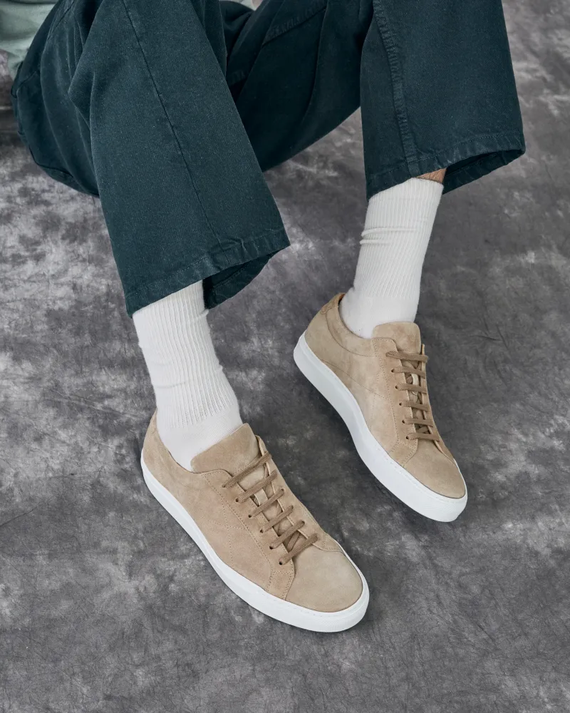 Beige Suede Dress Sneaker