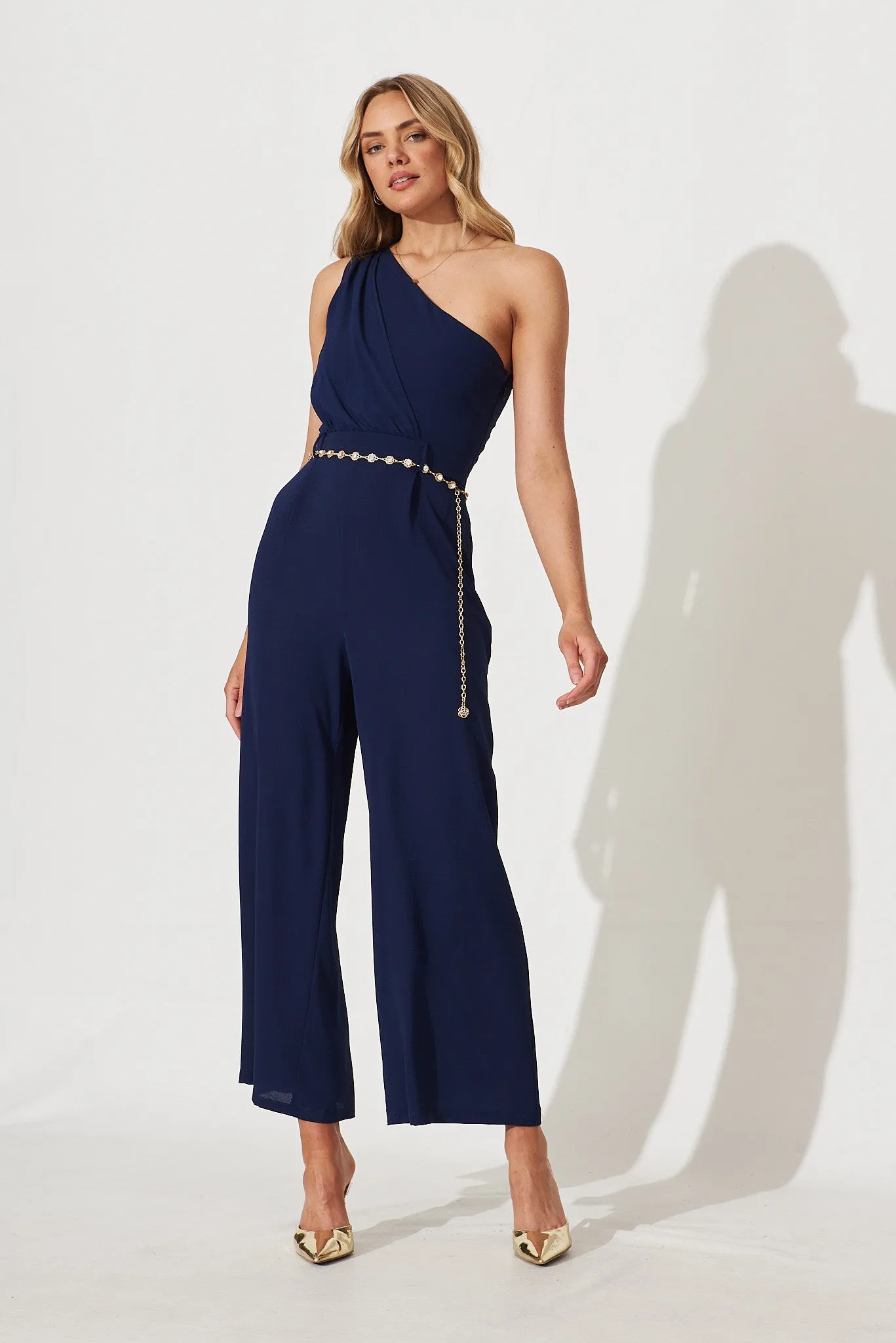 Bexley One Shoulder Jumpsuit In Navy