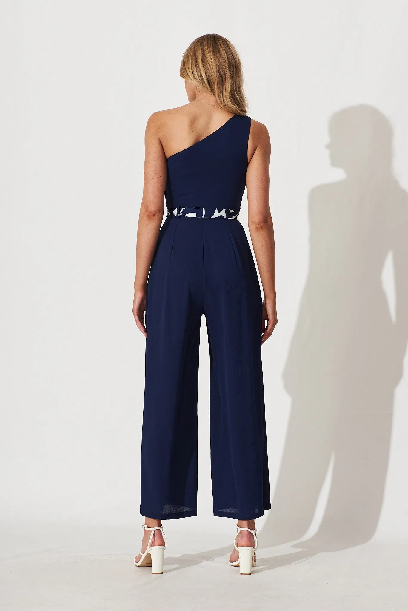 Bexley One Shoulder Jumpsuit In Navy