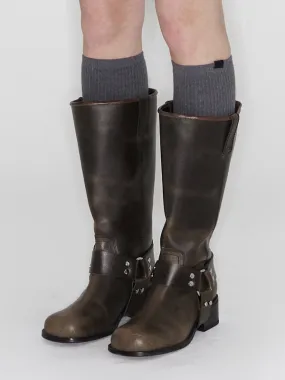 Biker Style Flat Mid-Calf Boots