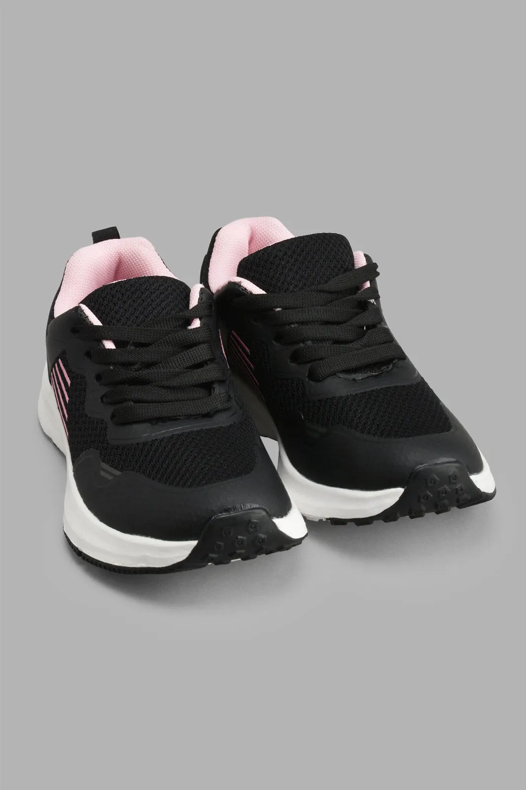 Black And Pink Lace-Up Trainer