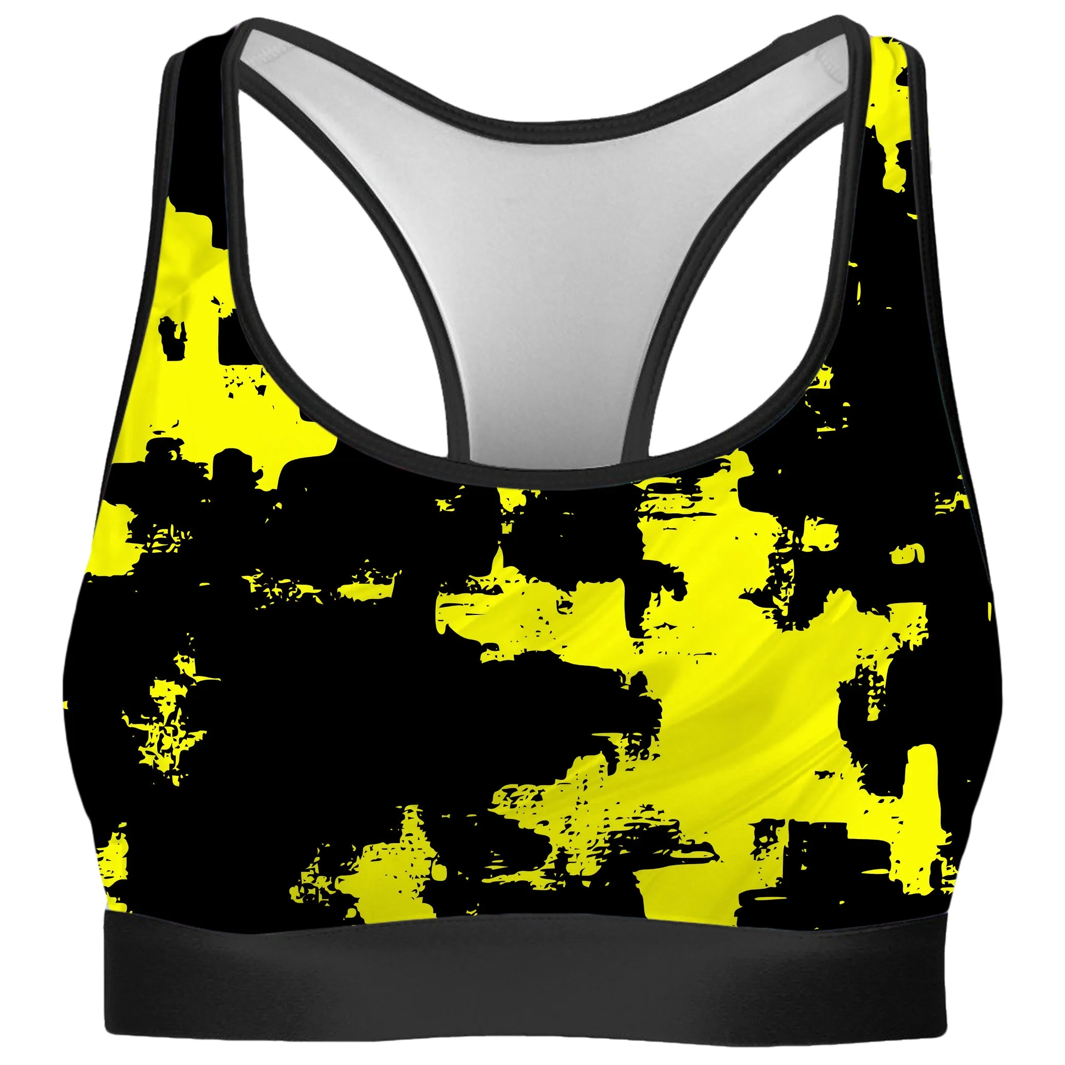 Black and Yellow Abstract Rave Bra and Leggings Combo