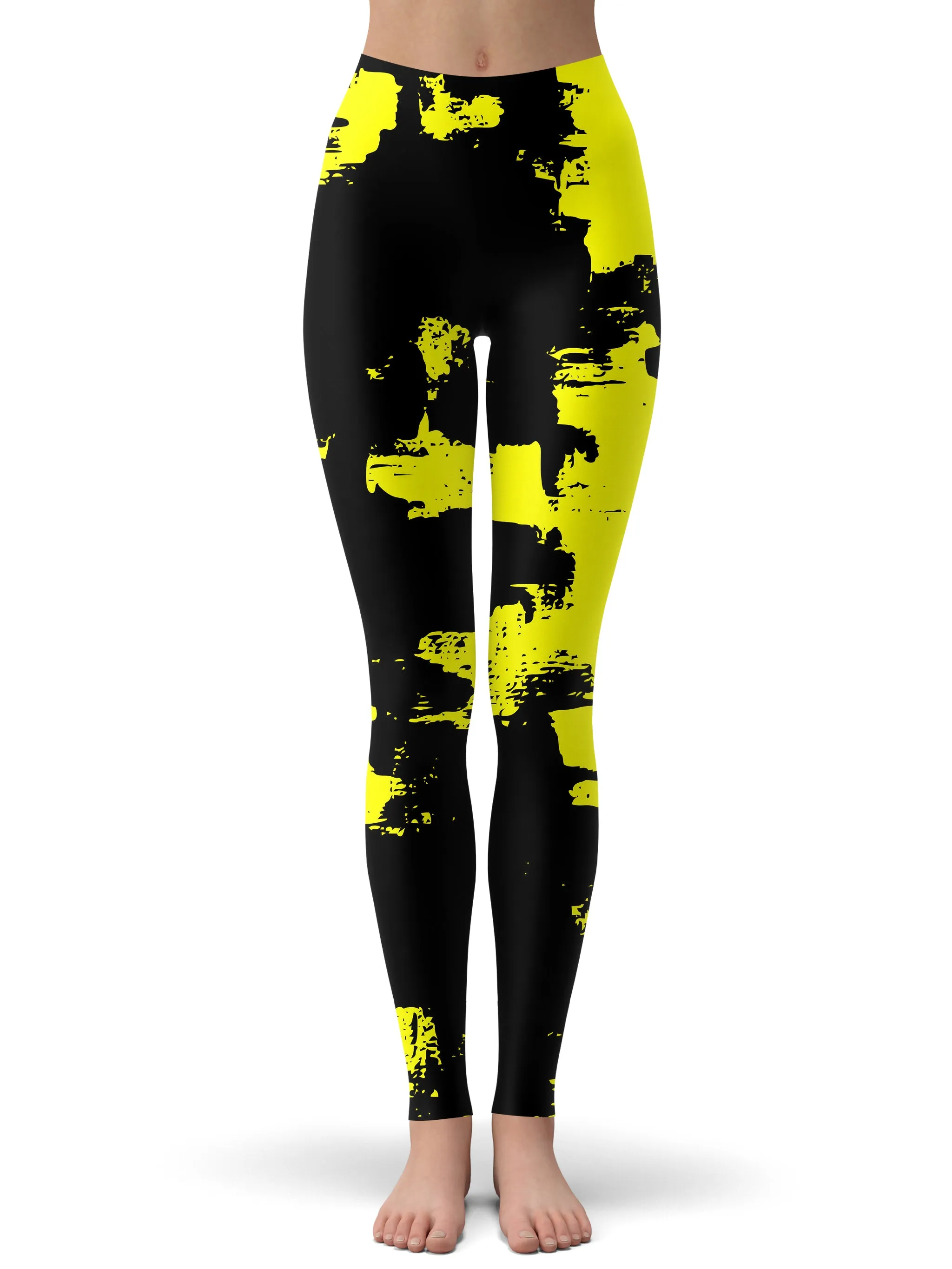 Black and Yellow Abstract Rave Bra and Leggings Combo