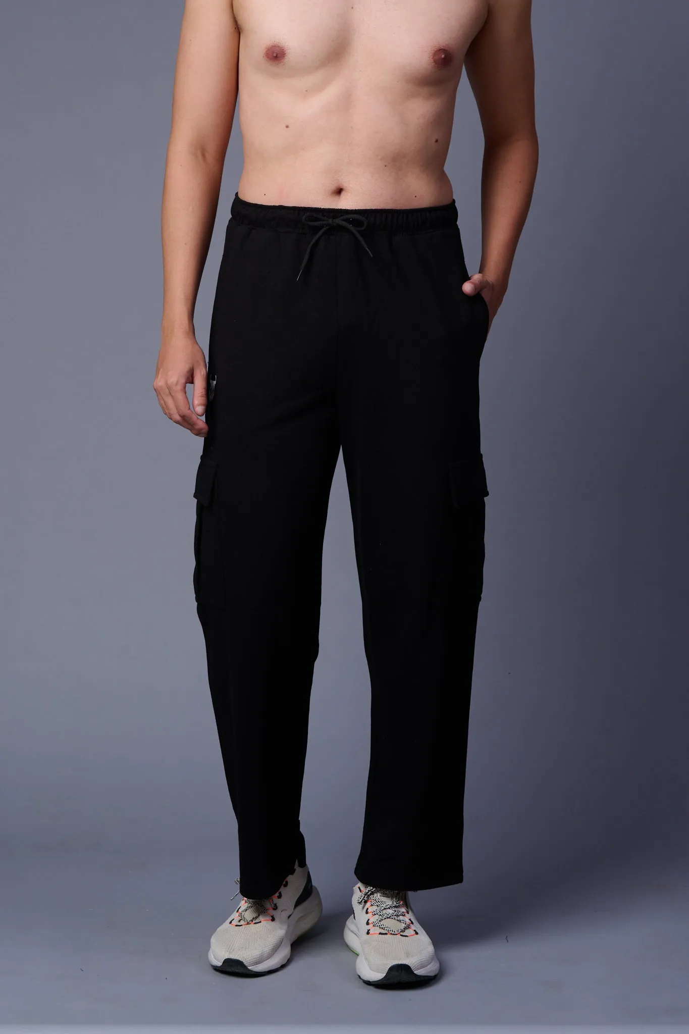 Black Cargo Joggers for Men