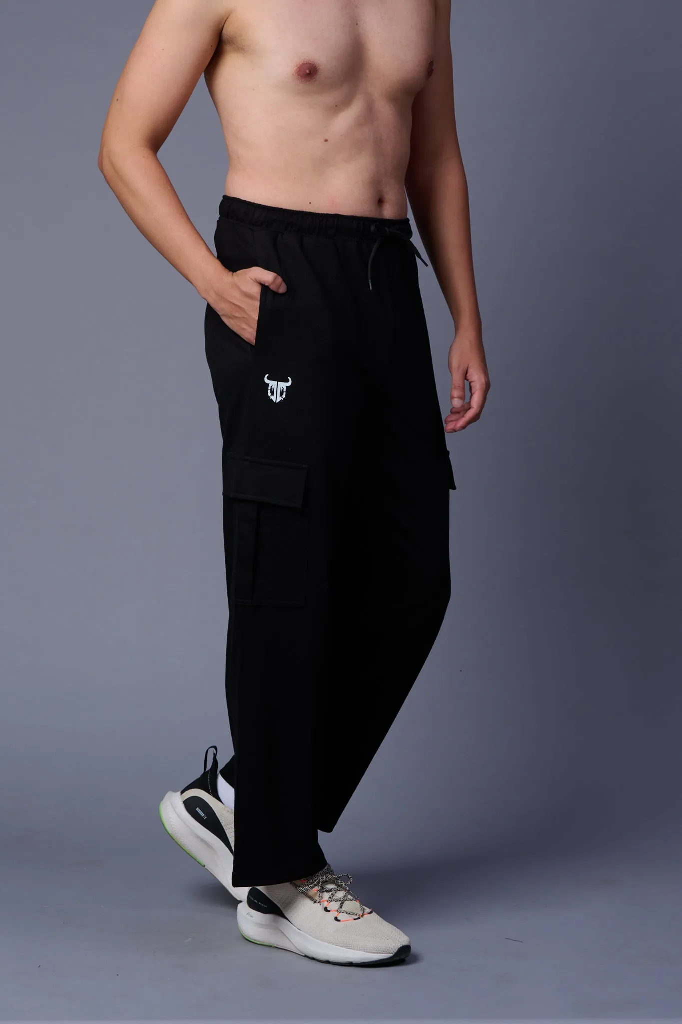 Black Cargo Joggers for Men