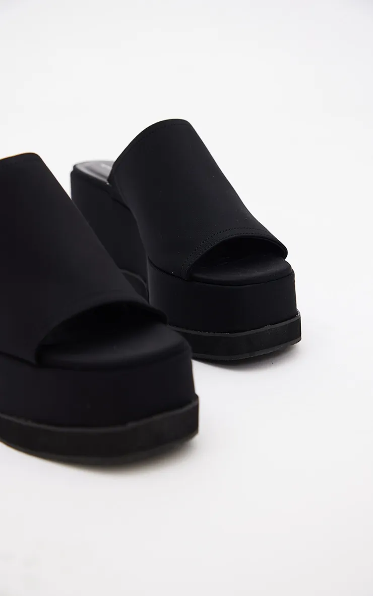 Black Slip On Platform Wedges,