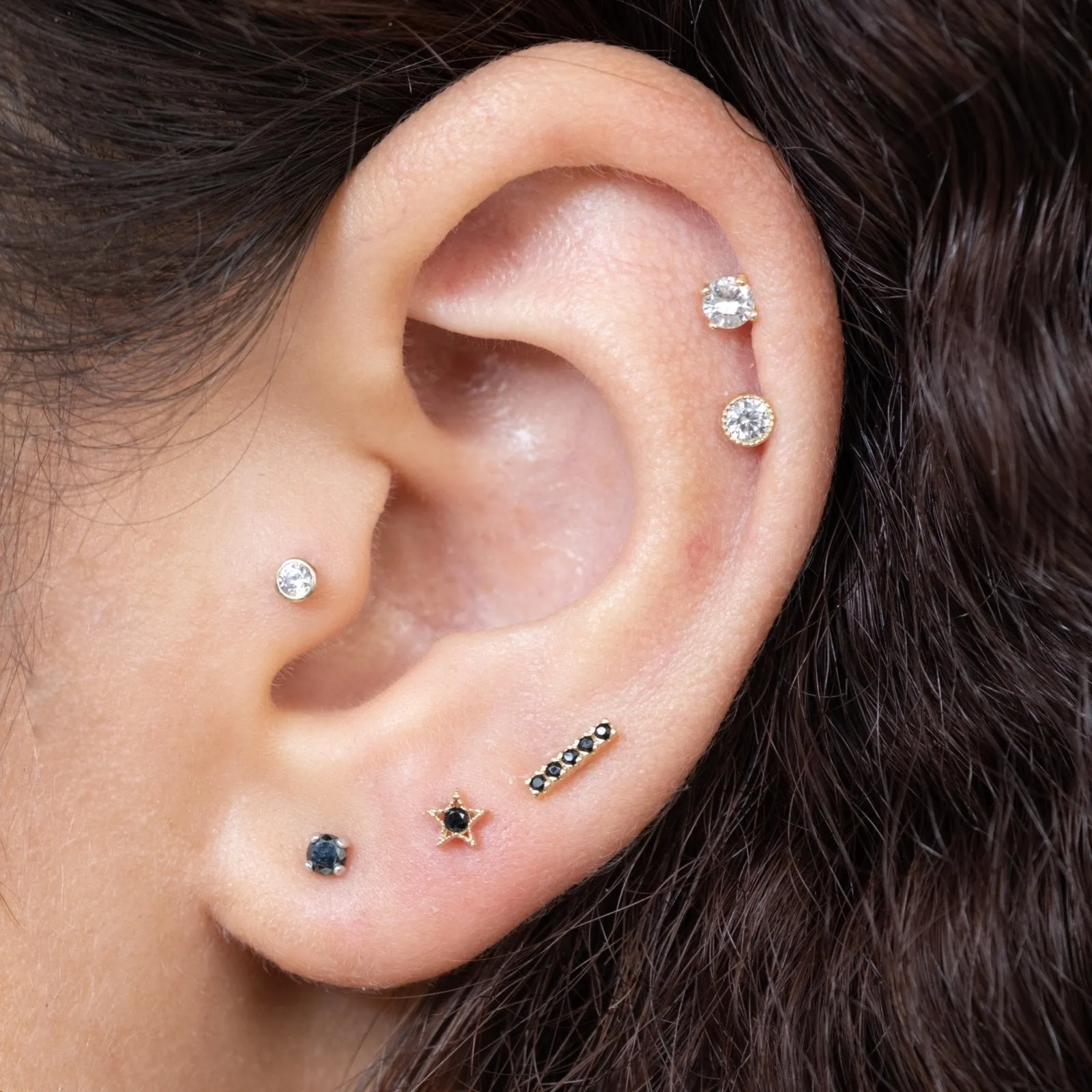 Black Diamond Flat Back Earring