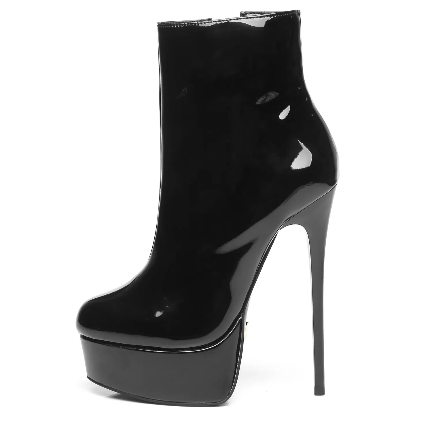 Black Giaro Shiny high 16cm heel ankle boots 