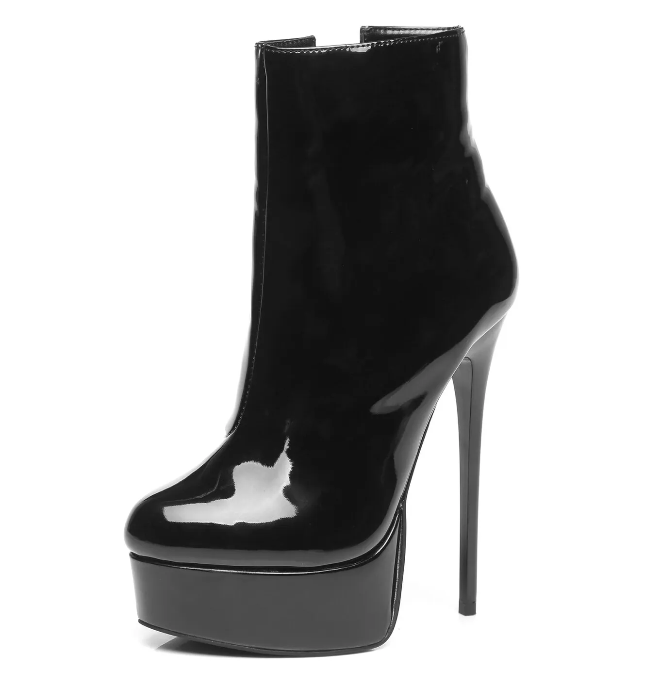 Black Giaro Shiny high 16cm heel ankle boots 