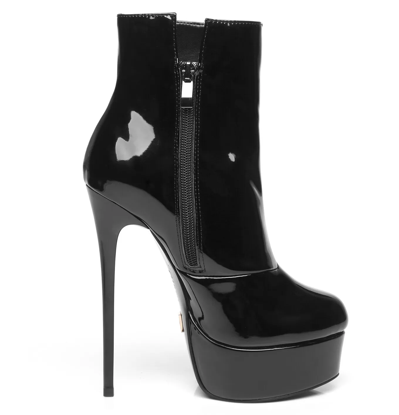 Black Giaro Shiny high 16cm heel ankle boots 