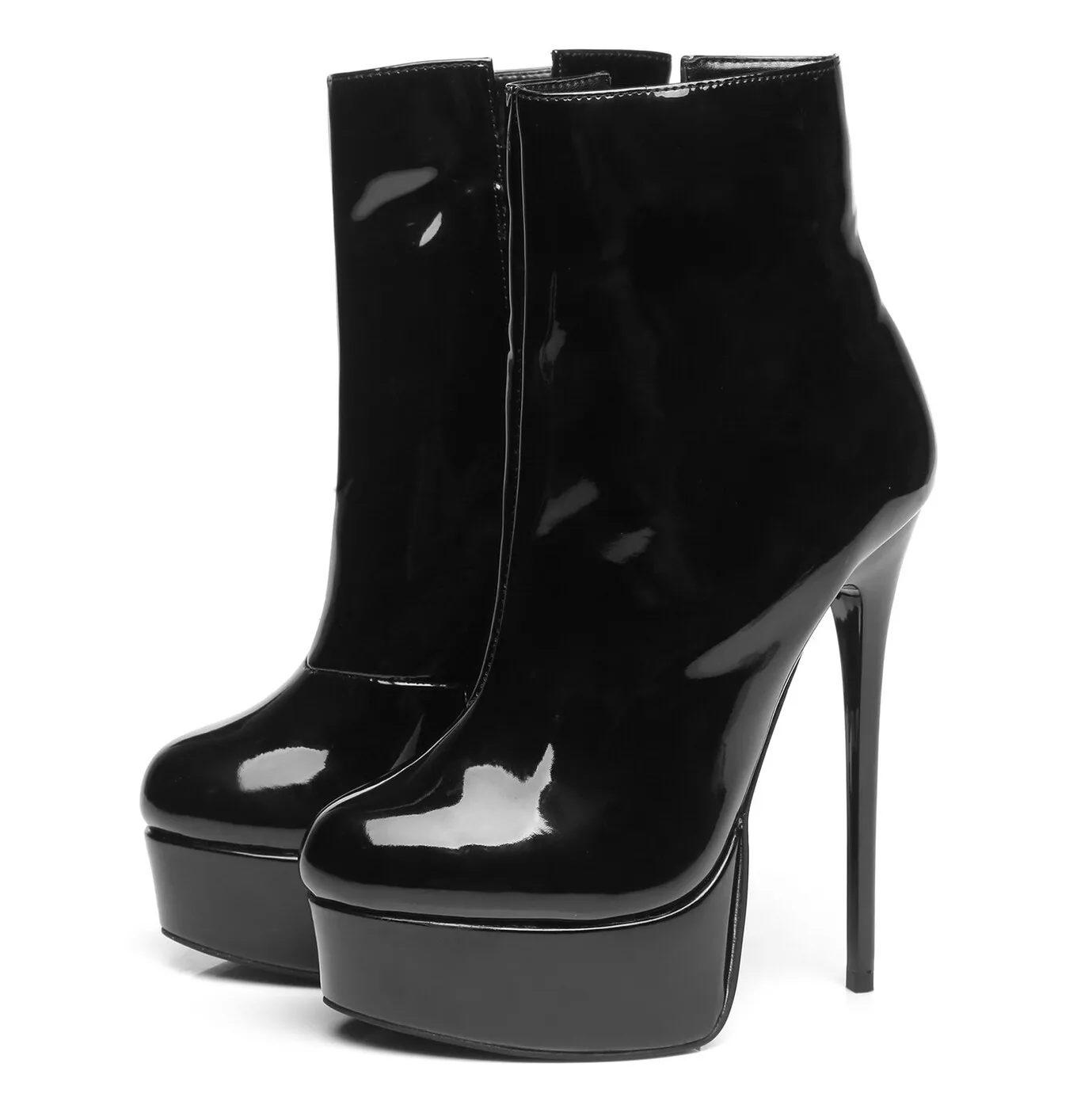 Black Giaro Shiny high 16cm heel ankle boots 