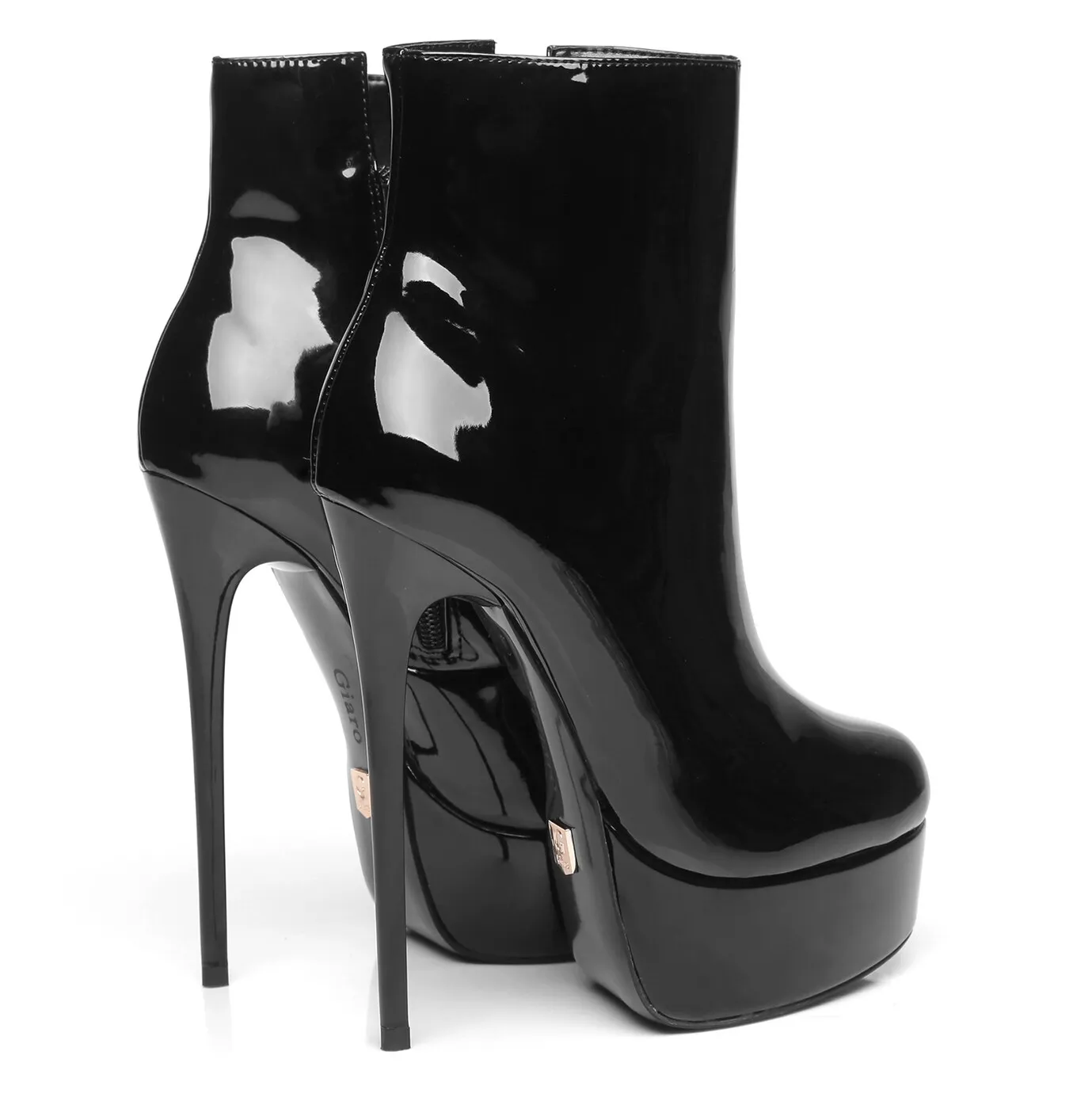 Black Giaro Shiny high 16cm heel ankle boots 