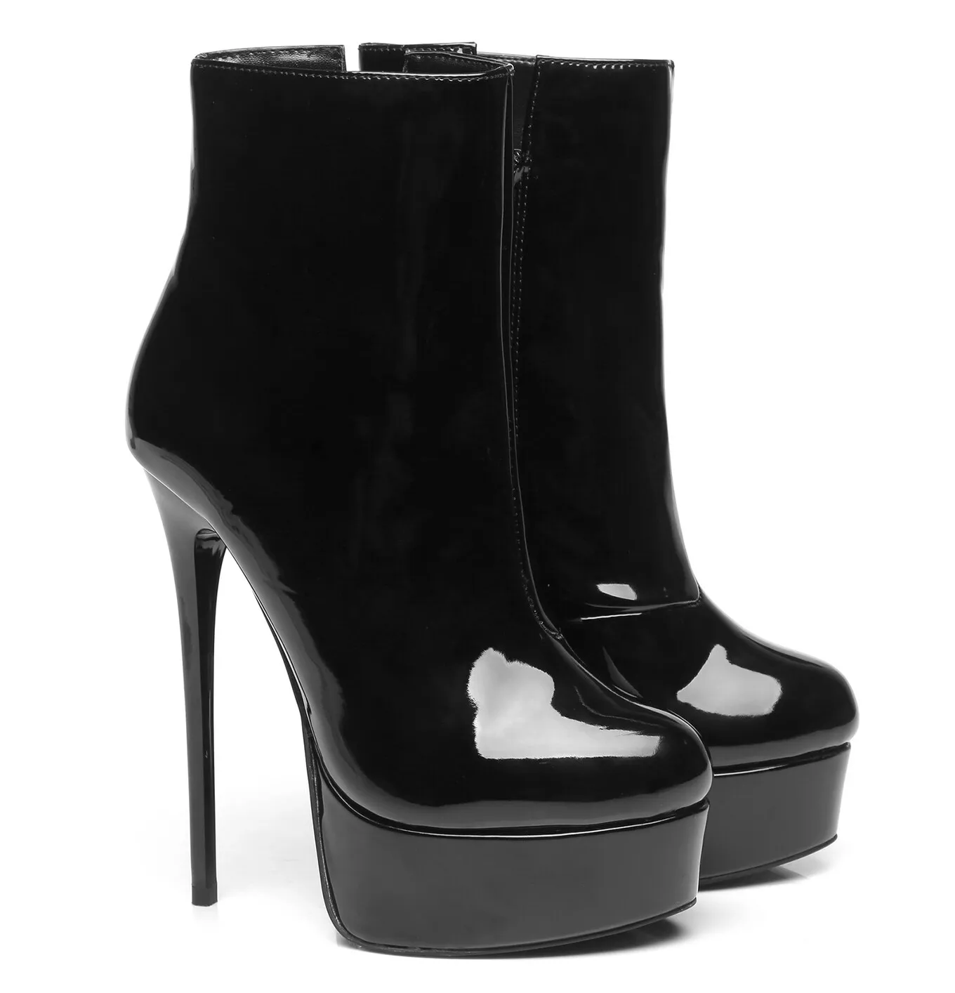 Black Giaro Shiny high 16cm heel ankle boots 