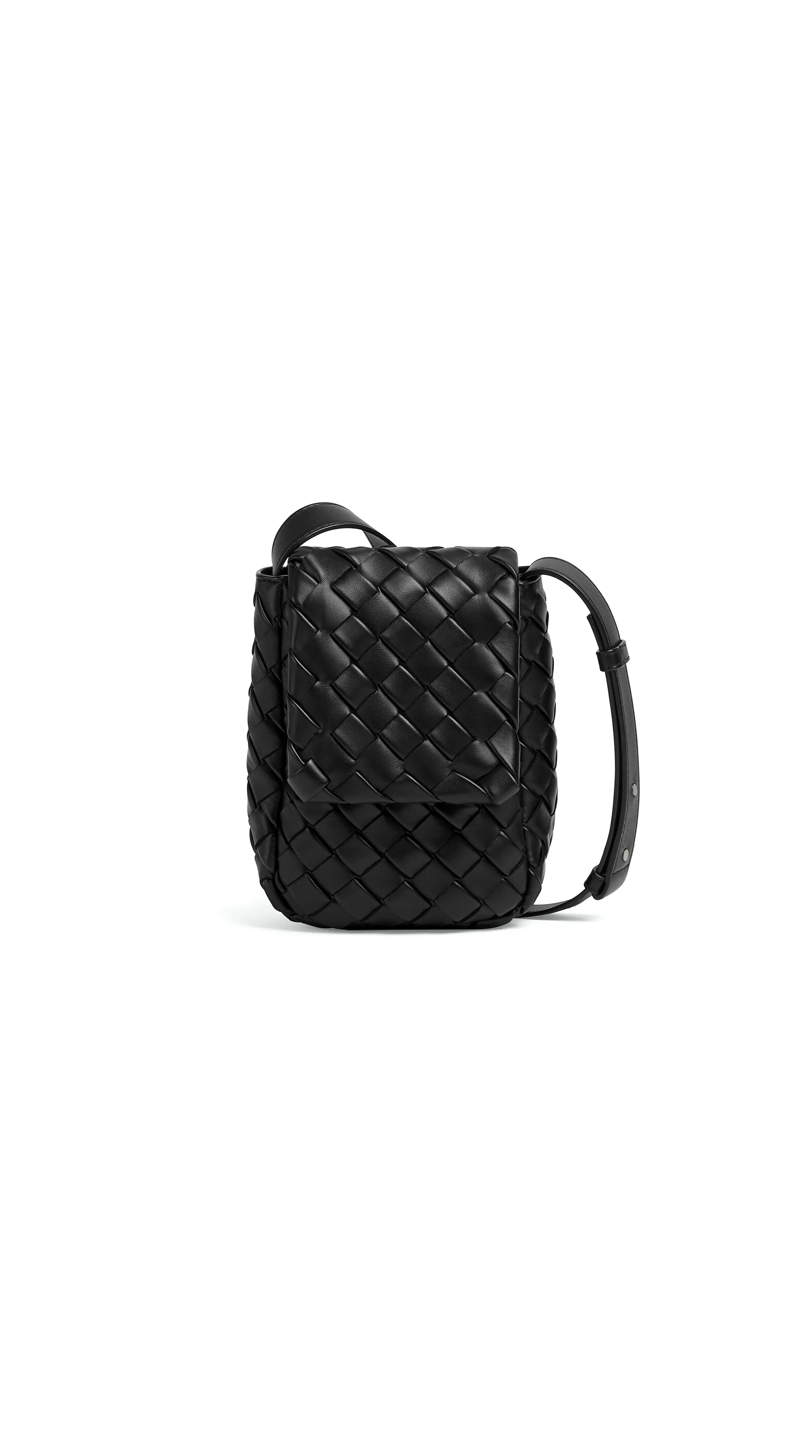 Black Intreccio Nappa Padded Mini Vertical Cobble