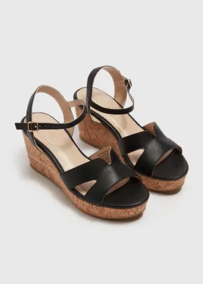 Black Jute Cork Wedges