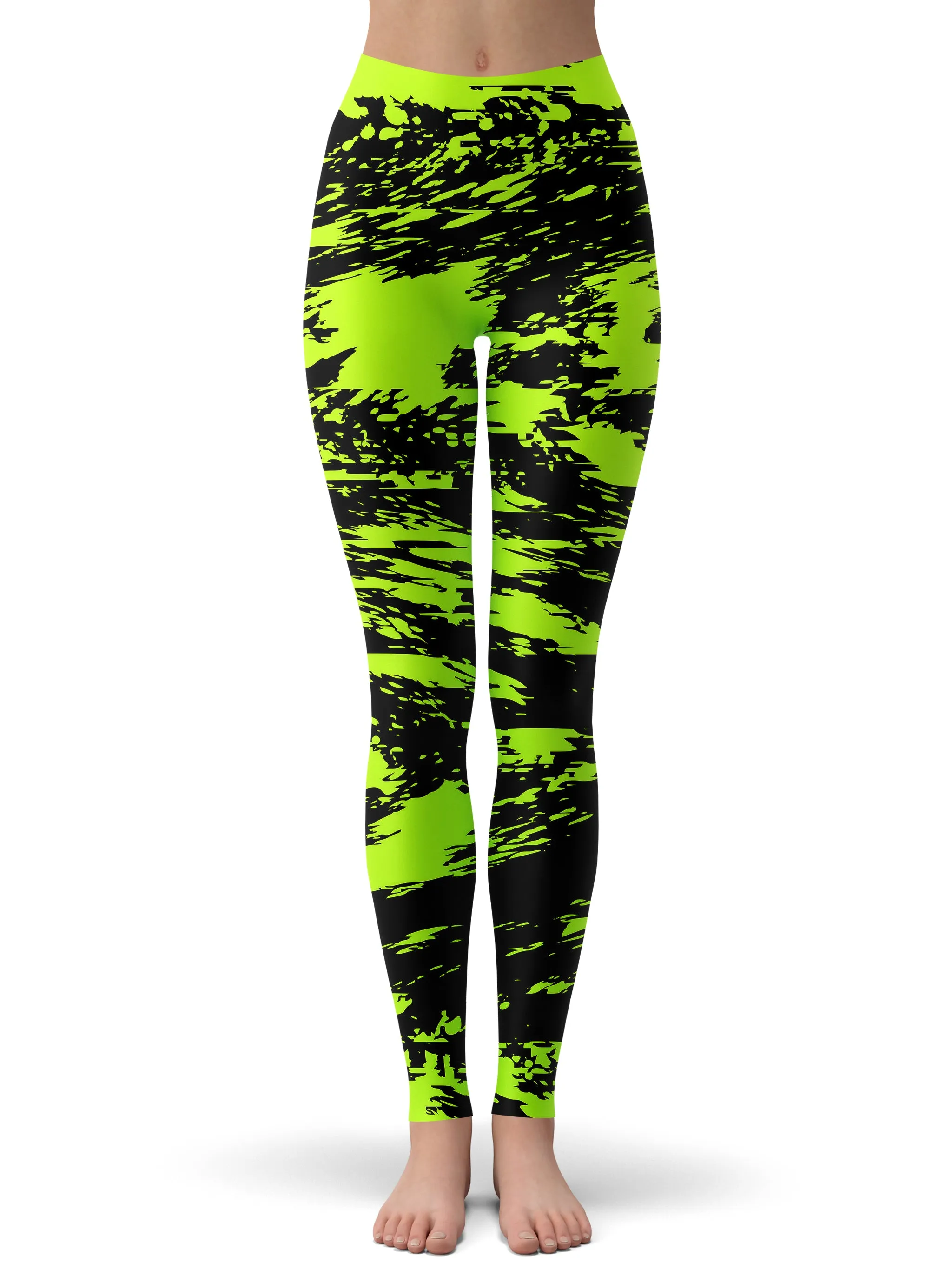 Black Lime Bolt Glitch Rave Bra and Leggings Combo