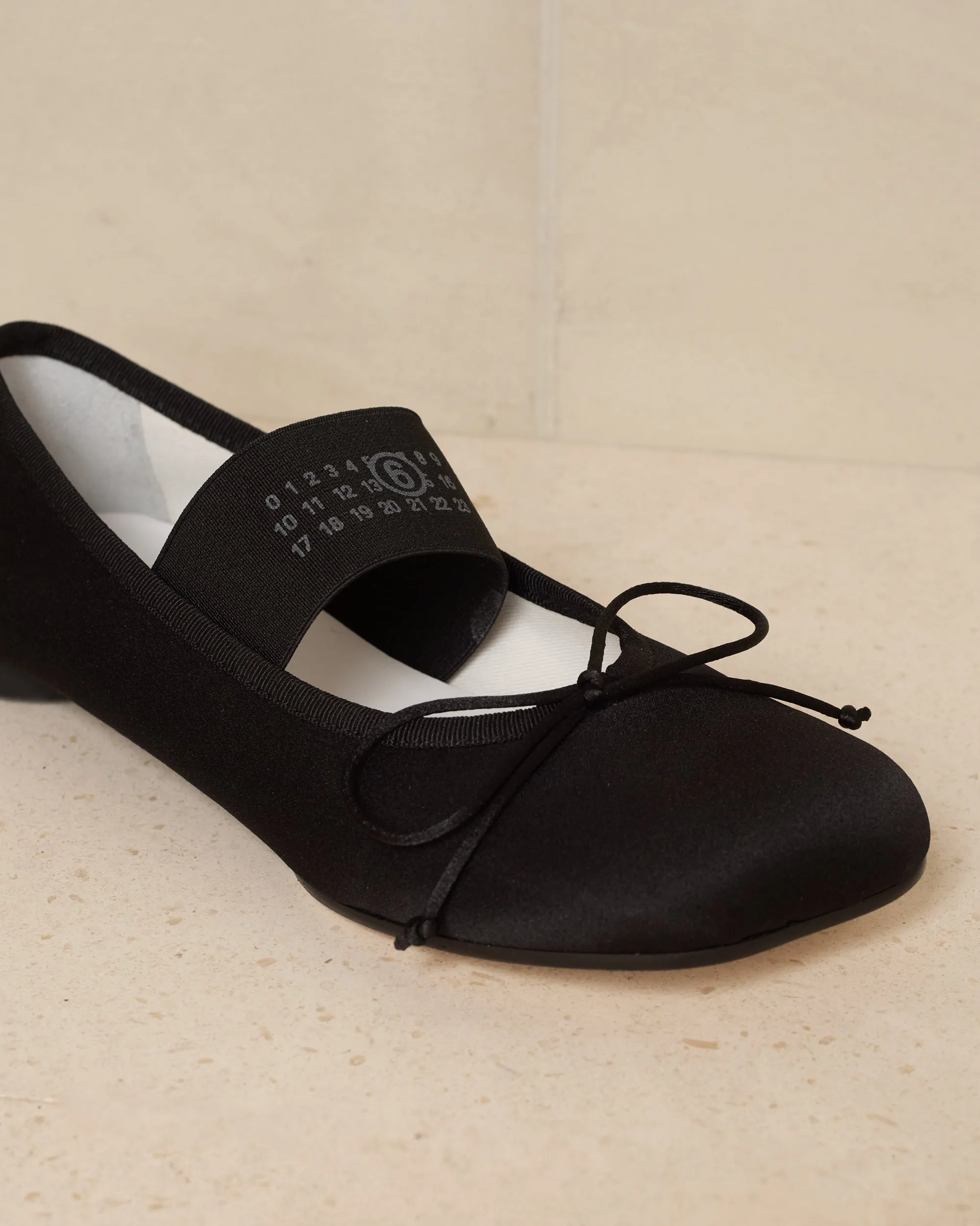 Black Satin Anatomic Ballerina Shoes