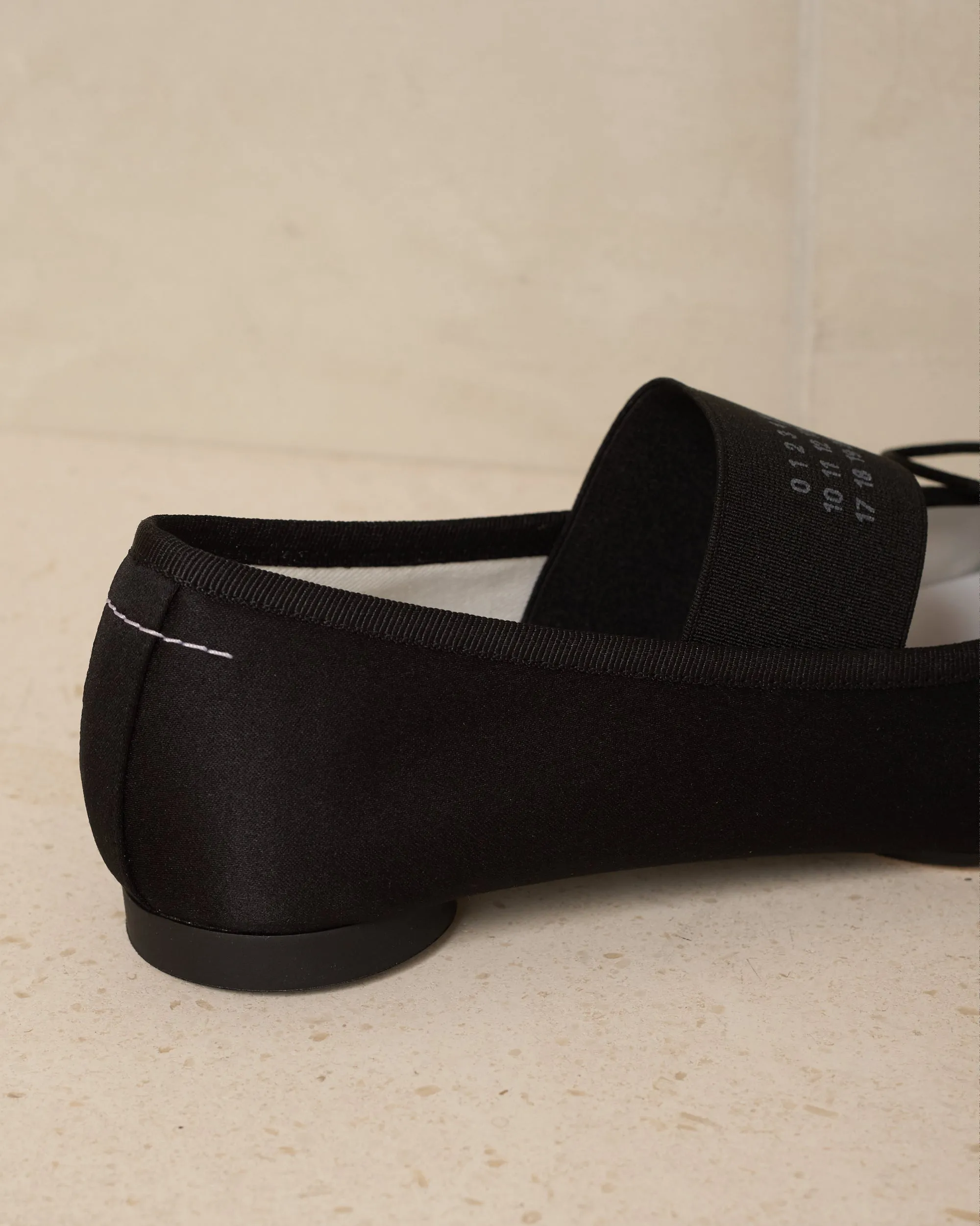 Black Satin Anatomic Ballerina Shoes