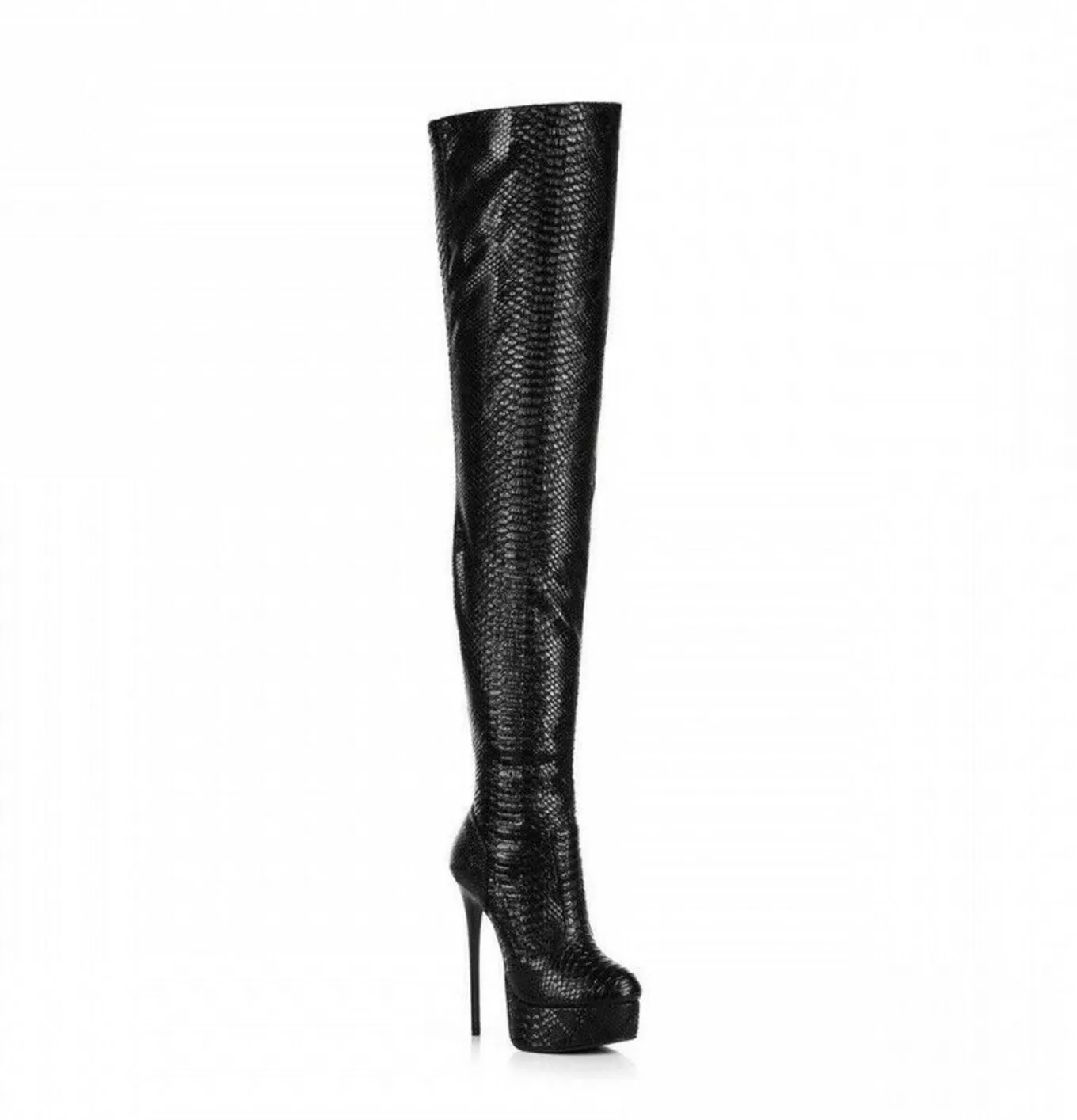 Black Snake Giaro high 16cm heeled thigh boots 