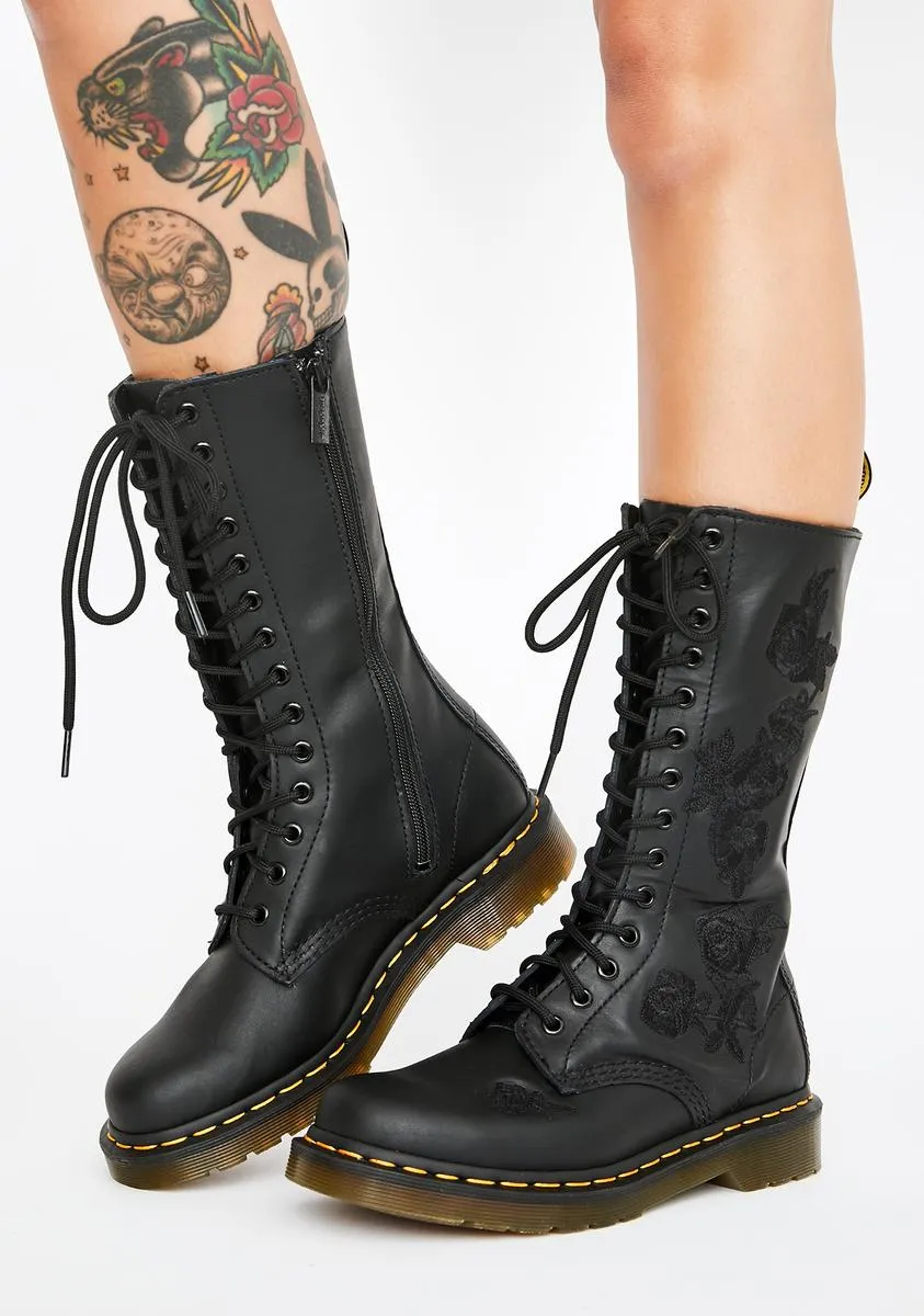 Black Zipper Combat Boots