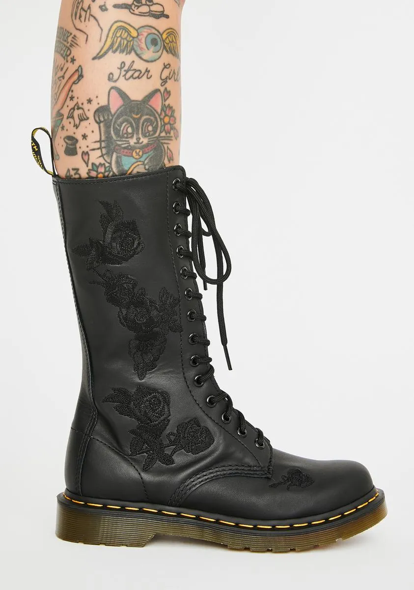 Black Zipper Combat Boots