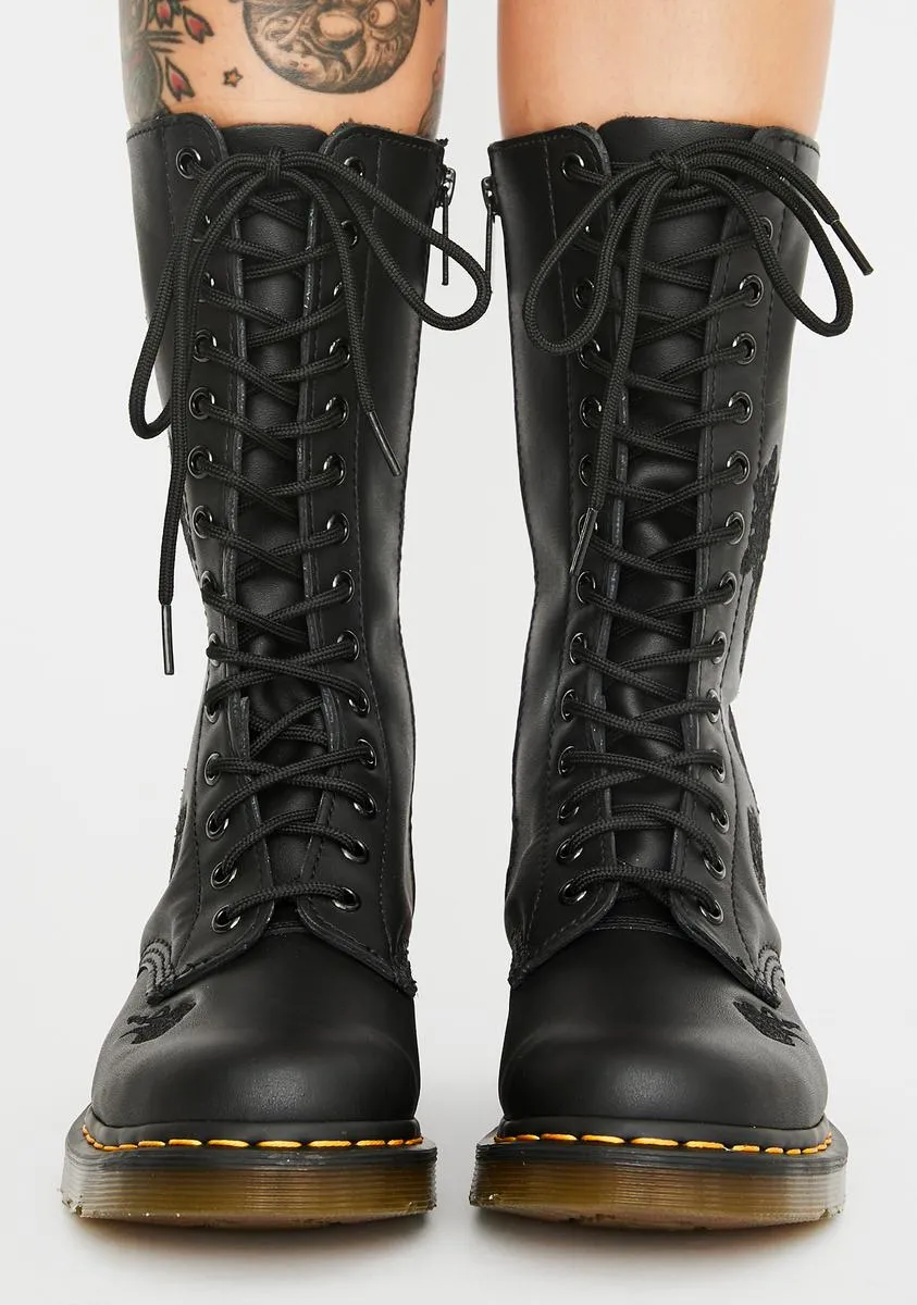 Black Zipper Combat Boots