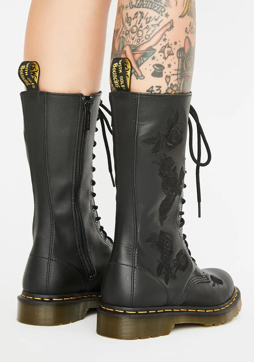 Black Zipper Combat Boots