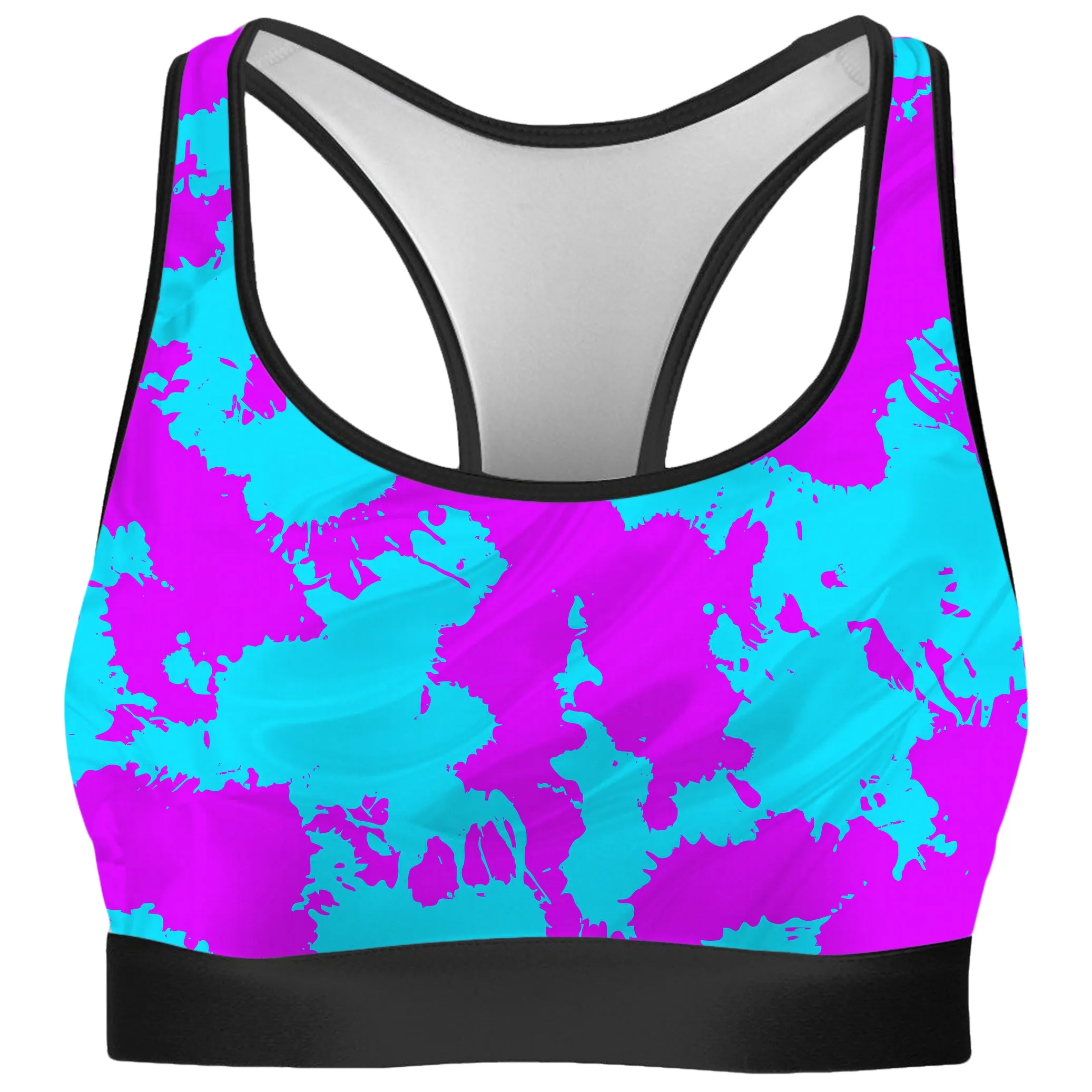 Blue and Purple Paint Splatter Rave Bra and Leggings Combo