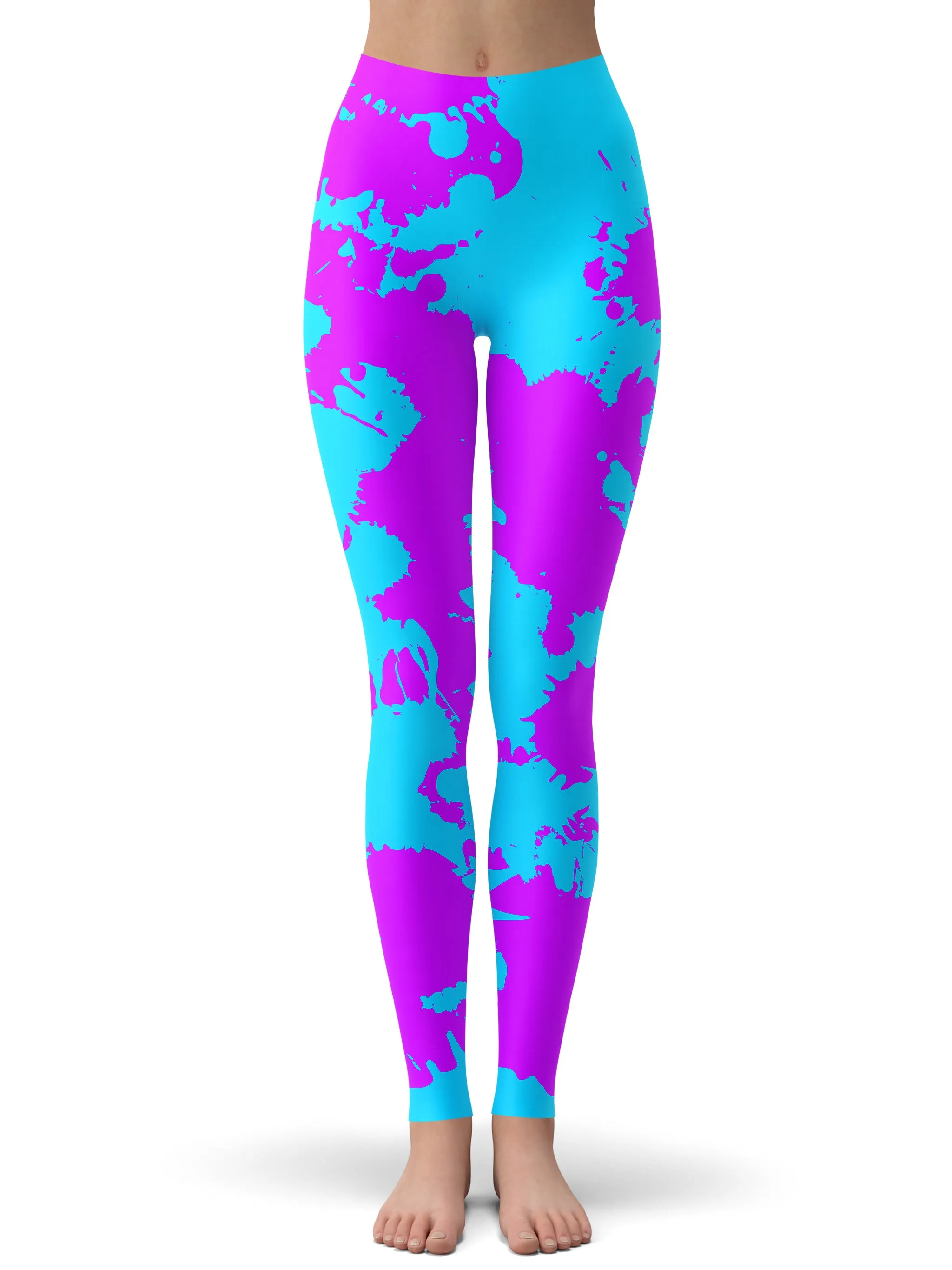 Blue and Purple Paint Splatter Rave Bra and Leggings Combo