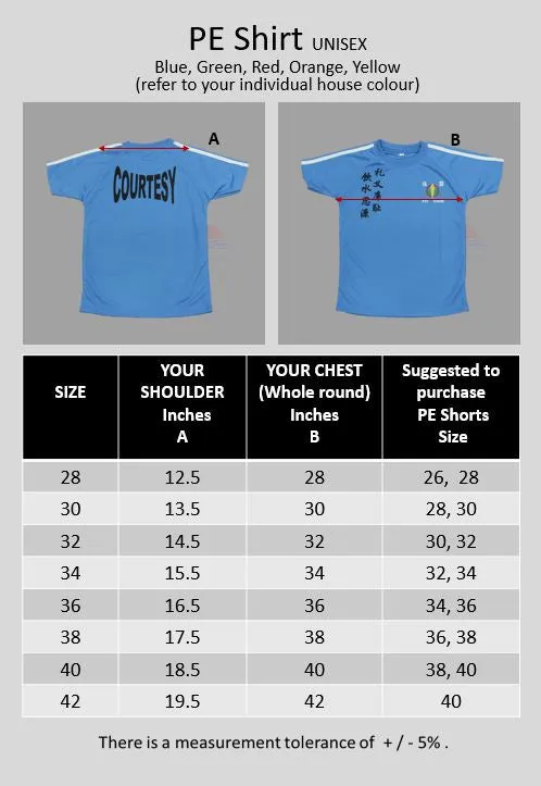 Blue PE shirt for PCPS