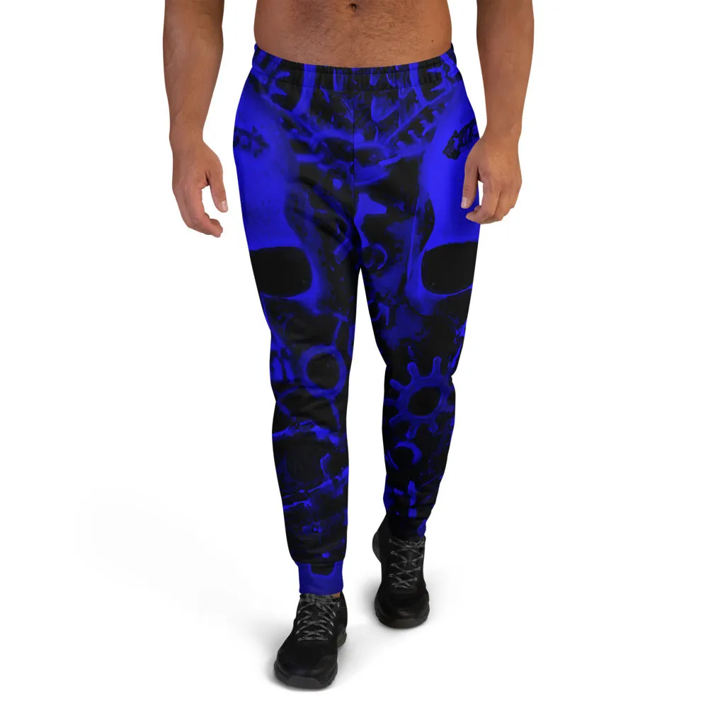 Blue Steampunk Skull Slim Fit Men's Joggers