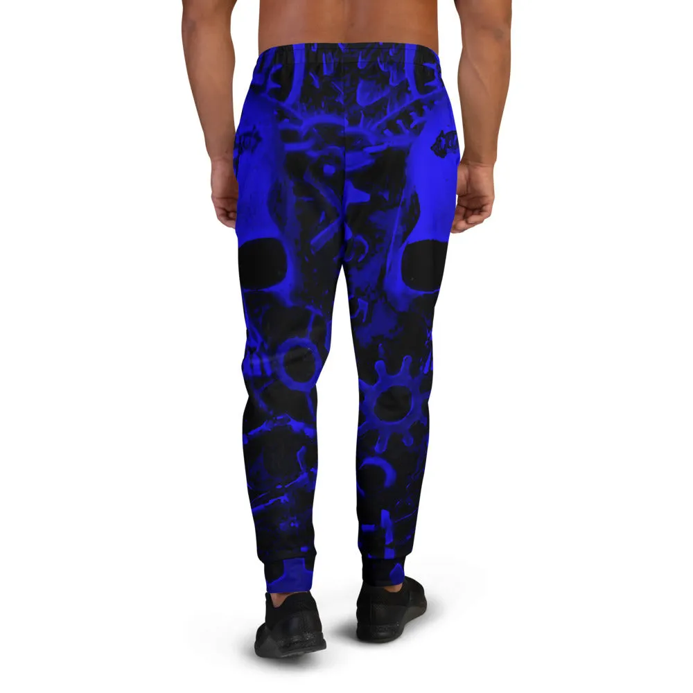 Blue Steampunk Skull Slim Fit Men's Joggers