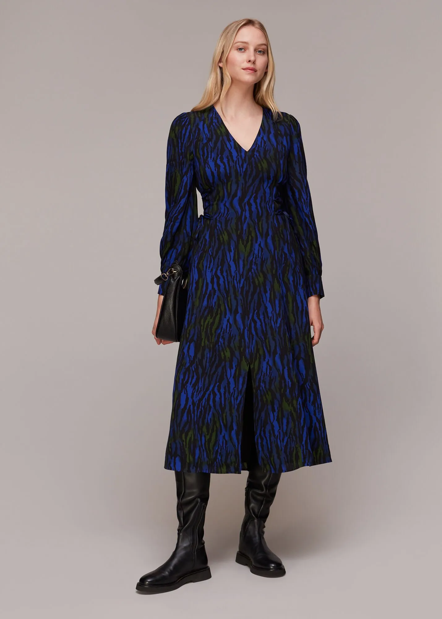 Blue Watercolour Tiger Midi Dress