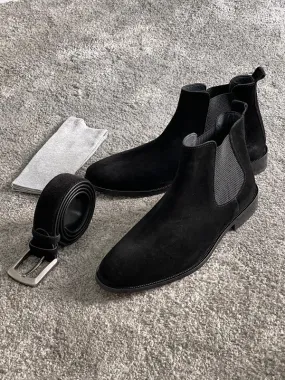 Bojoni Dayton Black Suede Chelsea Boots