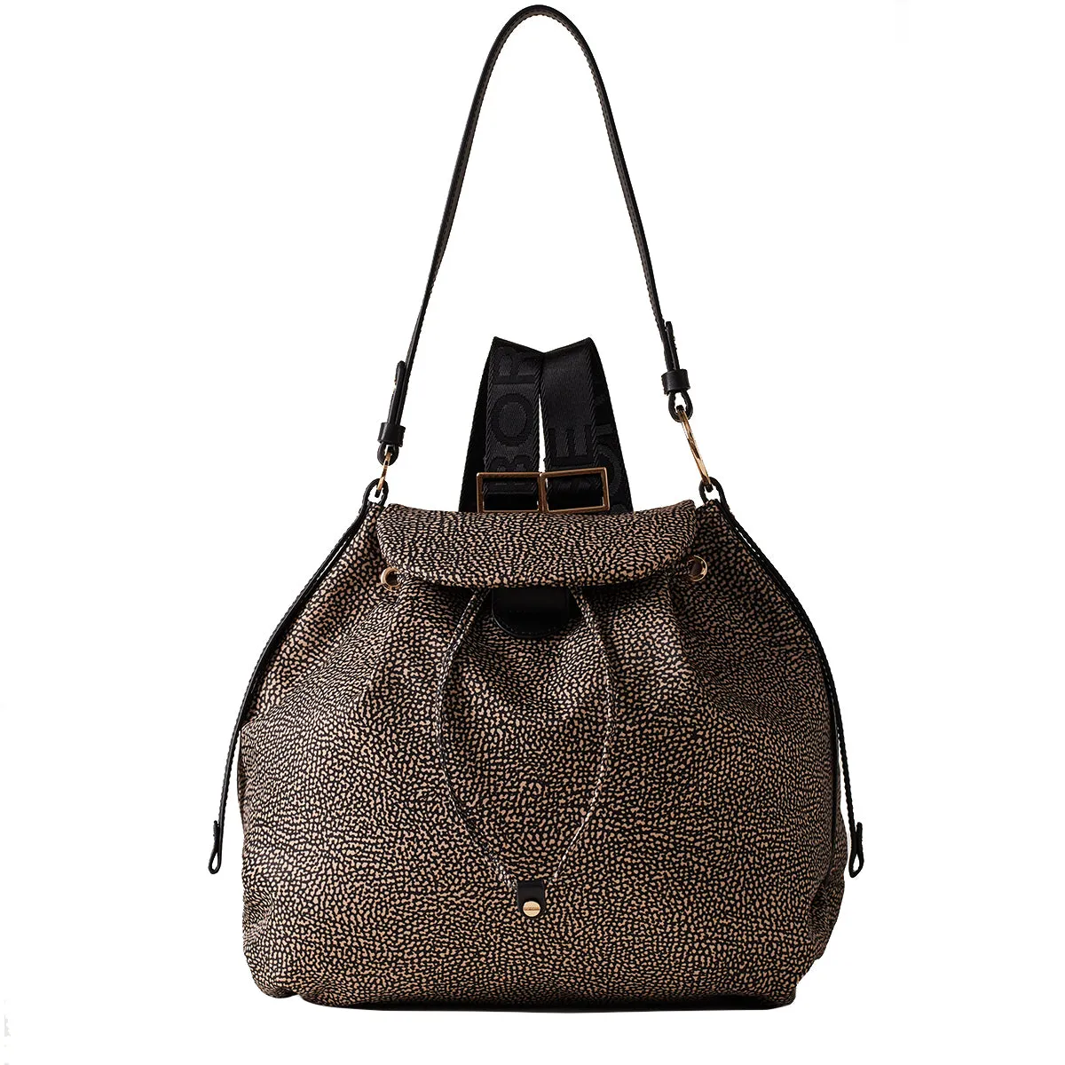 Borbonese Medium Backpack in Natural Black - 924183AH1