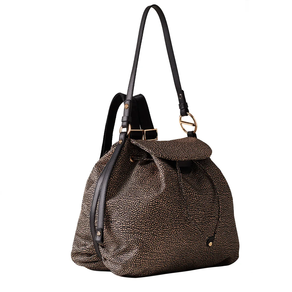 Borbonese Medium Backpack in Natural Black - 924183AH1