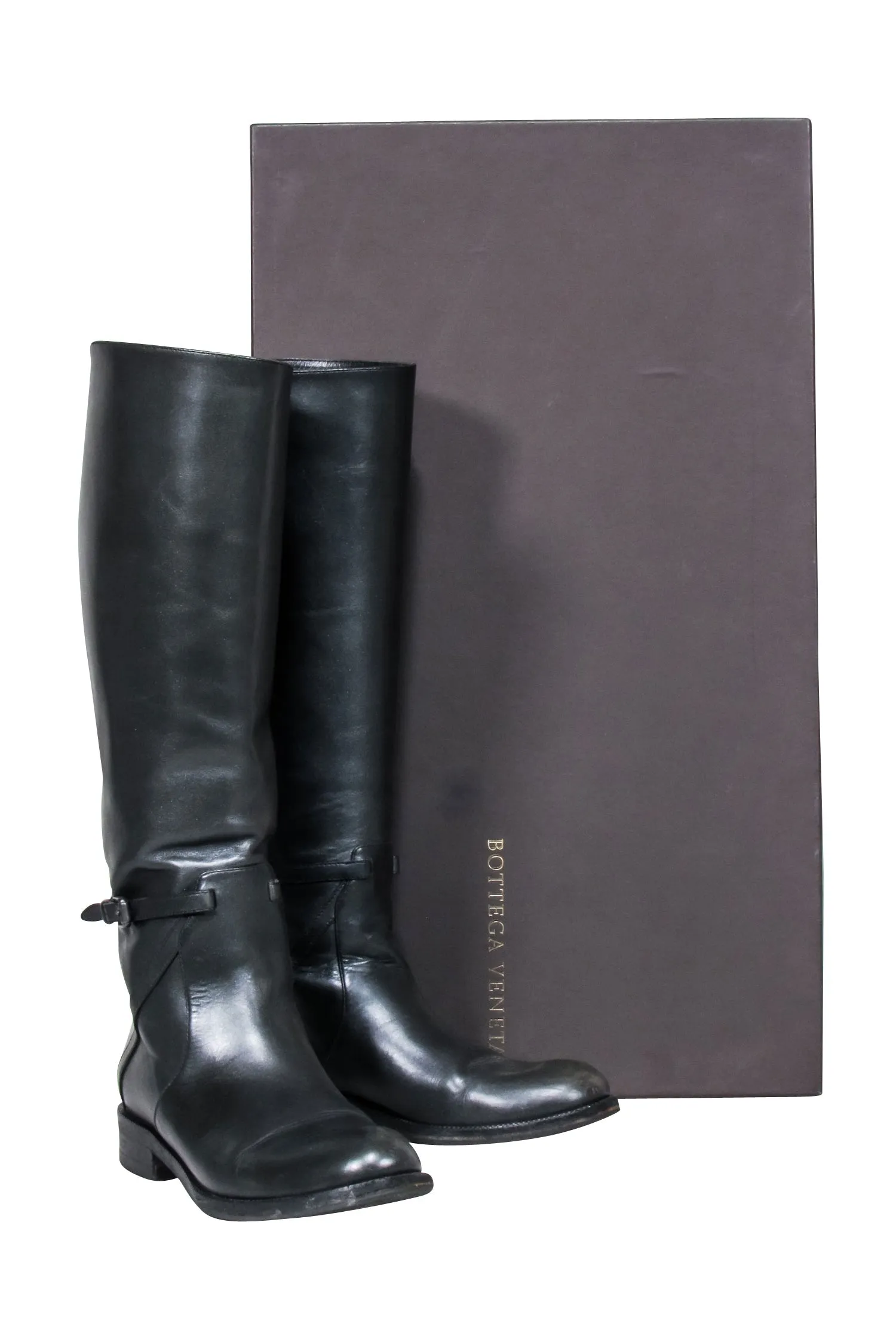 Bottega Veneta - Black Leather Tall Riding Boots Sz 6.5