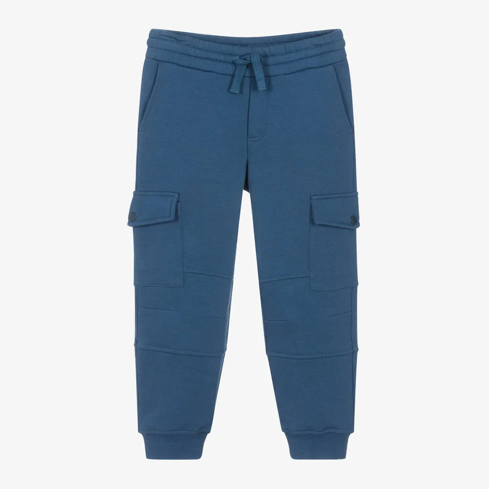 Boys Blue Organic Cotton Cargo Joggers