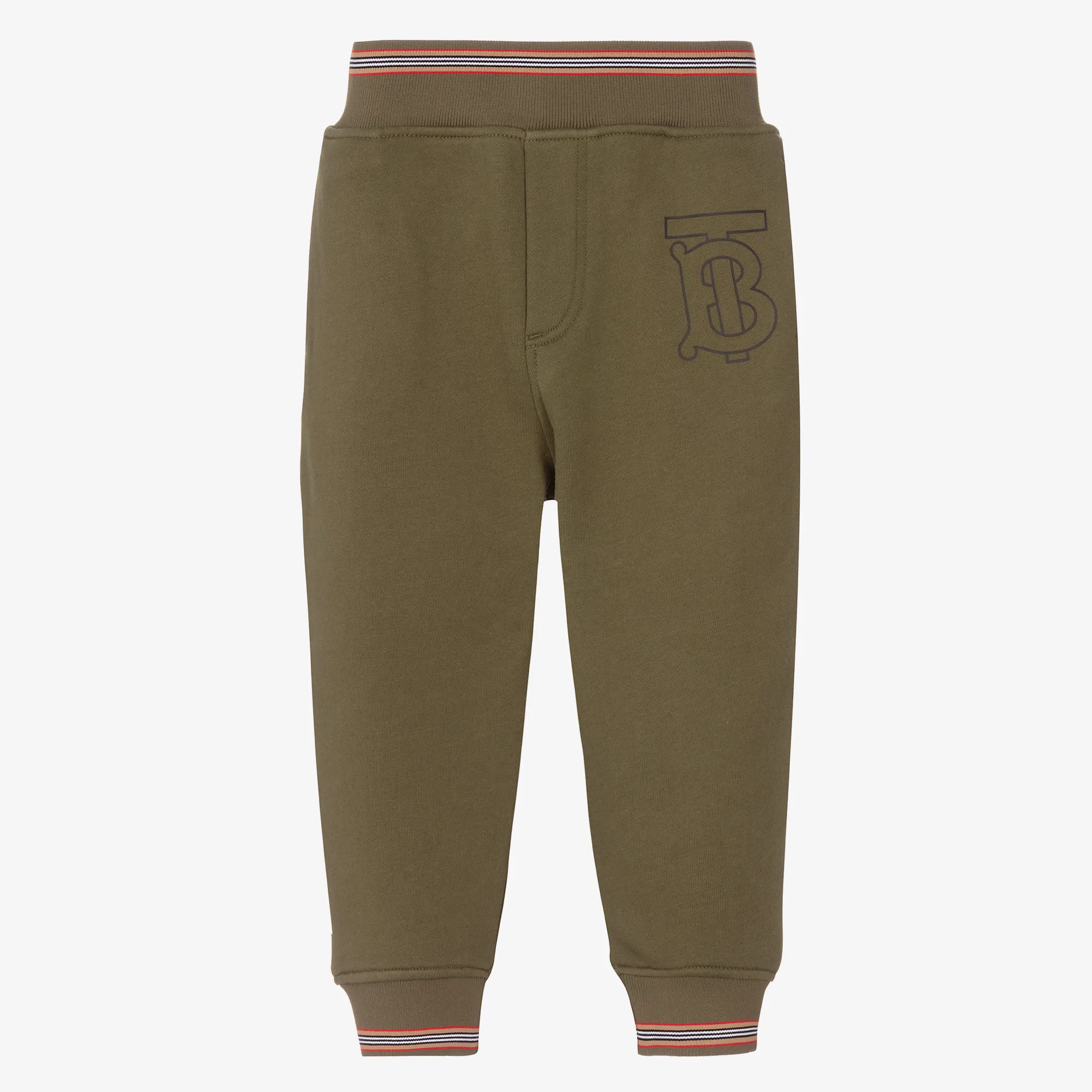 Boys Green Cotton Logo Joggers