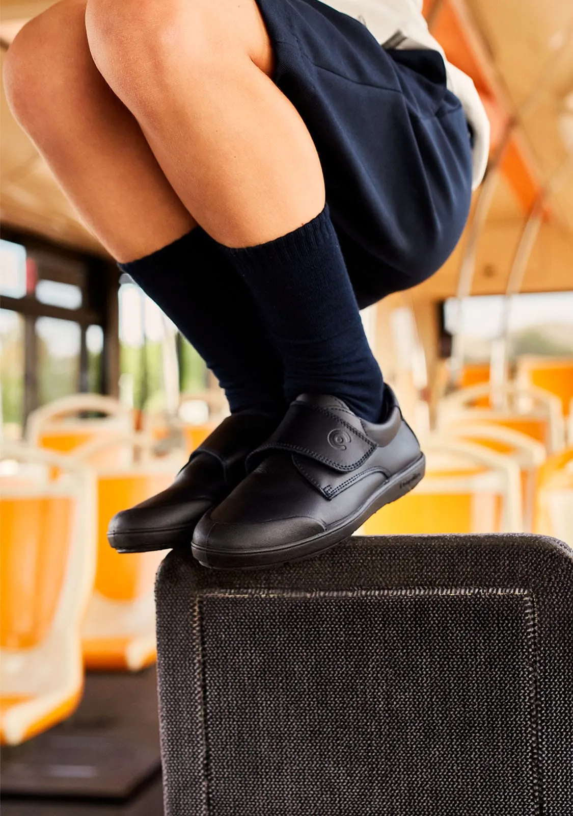 Boy's Navy Washable Leather School Shoes